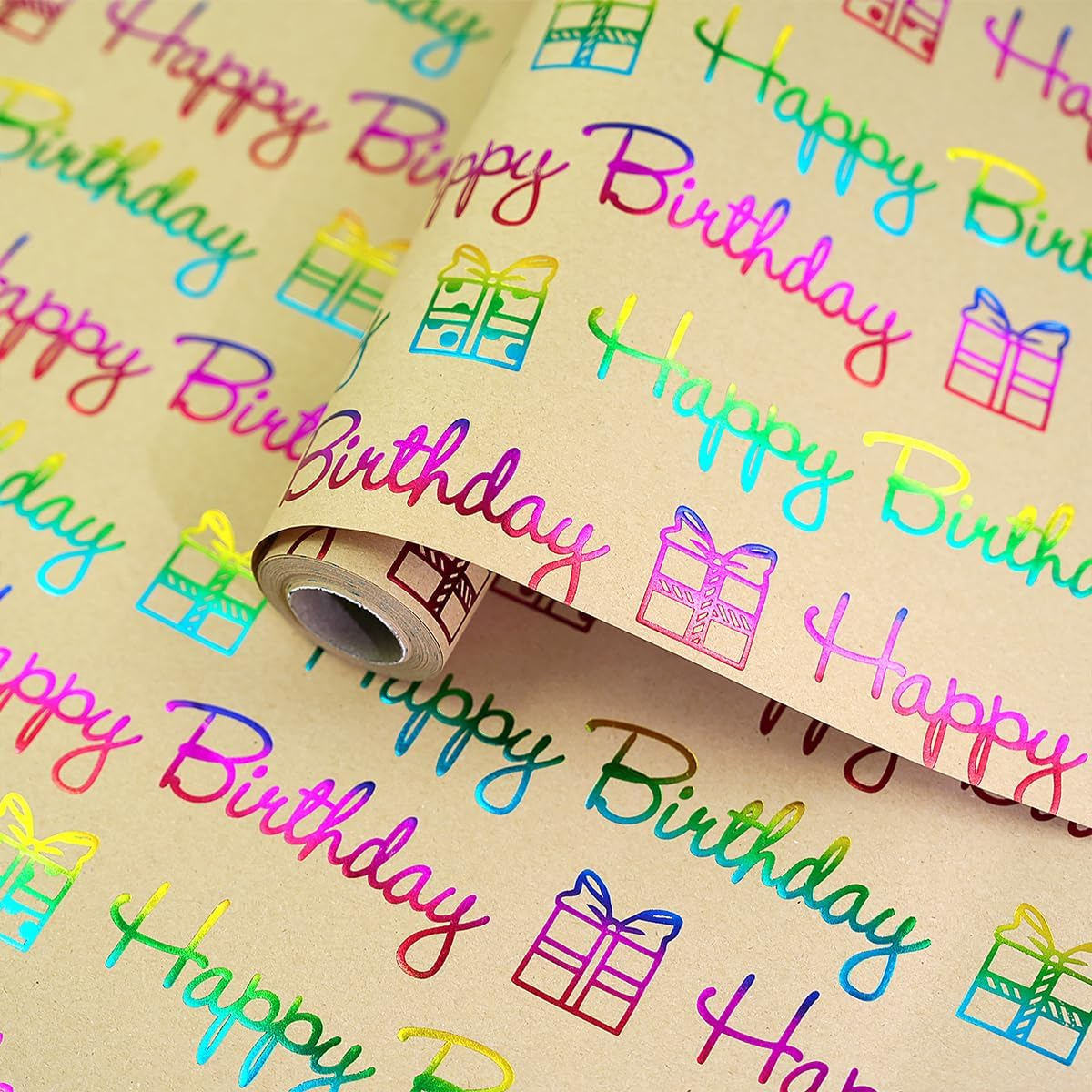 Birthday Gift Wrapping Paper Roll - Metallic Gold Black Wrapping Paper - Black Gold White Balloon Designs Gift Wrap for Birthday Baby Shower Holiday Party Decor - Mini Roll-17Inch*33Feet (Black Gold)