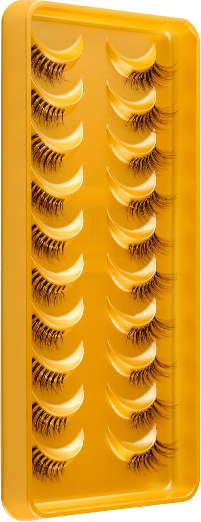 Clear Band Half False Eyelashes Natural Look Wispy Cat Eye Short Fake Lashes Russian Strip Lashes D/DD Curl Natural Faux Mink Eye Lashes(Azm01)