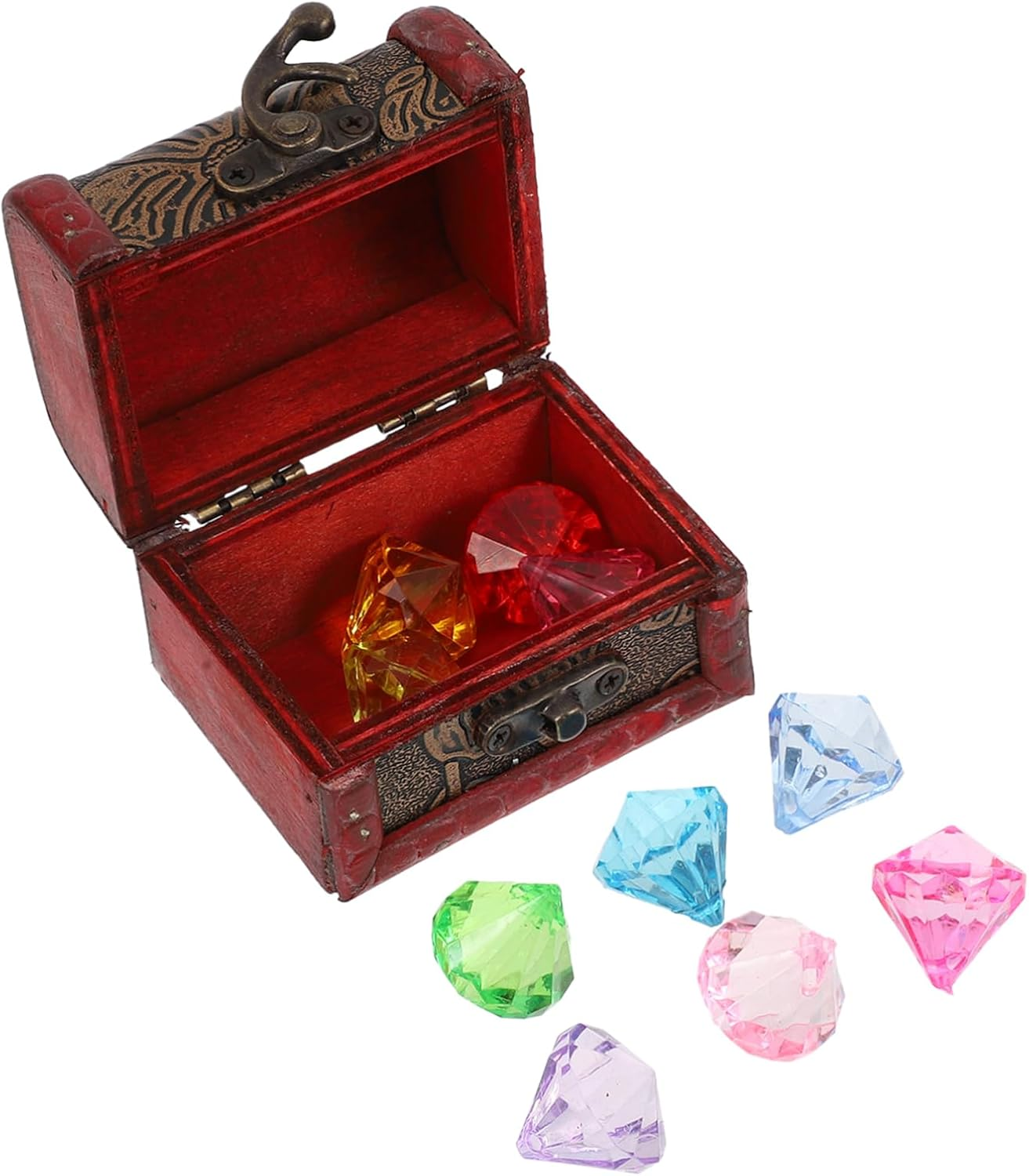 Hohopeti 1Set Pirate Treasure Chest with Gemstones Acrylic Keepsake Box for Treasure Hunts Party Decorations and Stage Props Design for Imagination image number 5