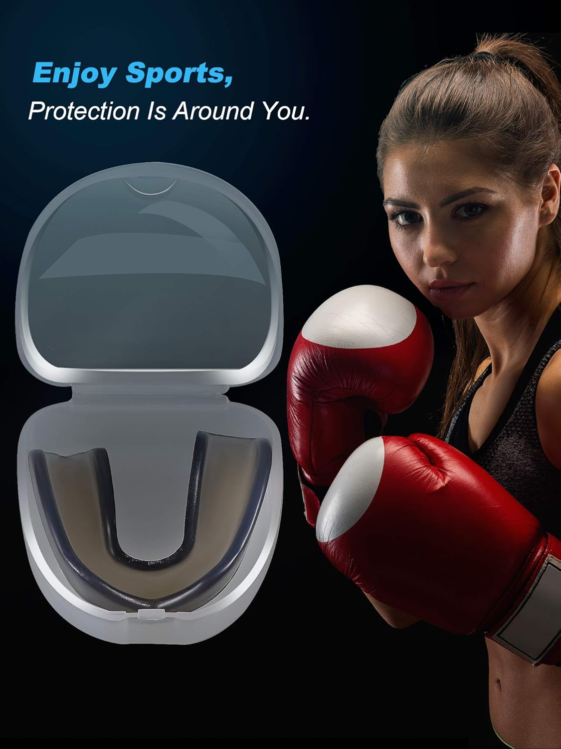 Hsei 10 Pieces Sports Mouth Guards Sports Mouth Protection Athletic Mouth Guard with Portable Box, 5 Colors