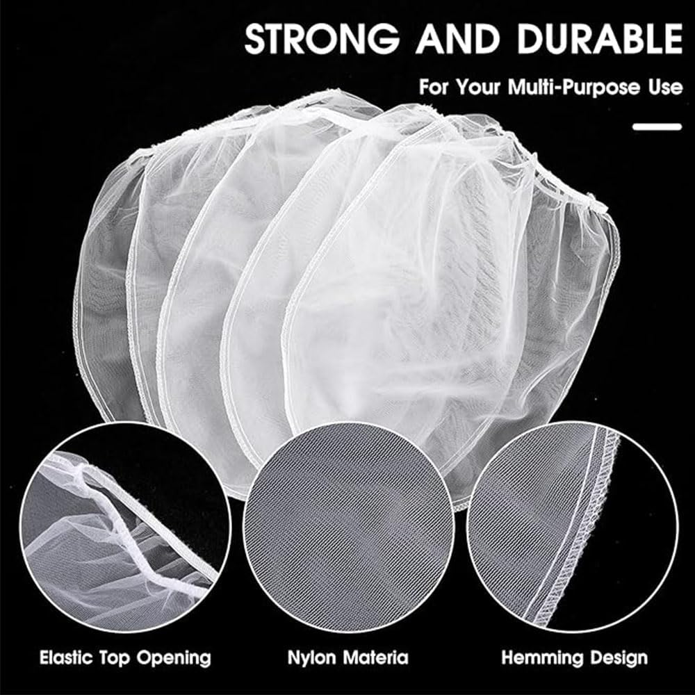 5 Pcs Paint Strainer Bags, Paint & Liquid Filter Bags White Fine Mesh Bucket Strainer with Elastic Top Opening Paint Filtering Bag for Paint Gardening(5 Gallon) image number 3