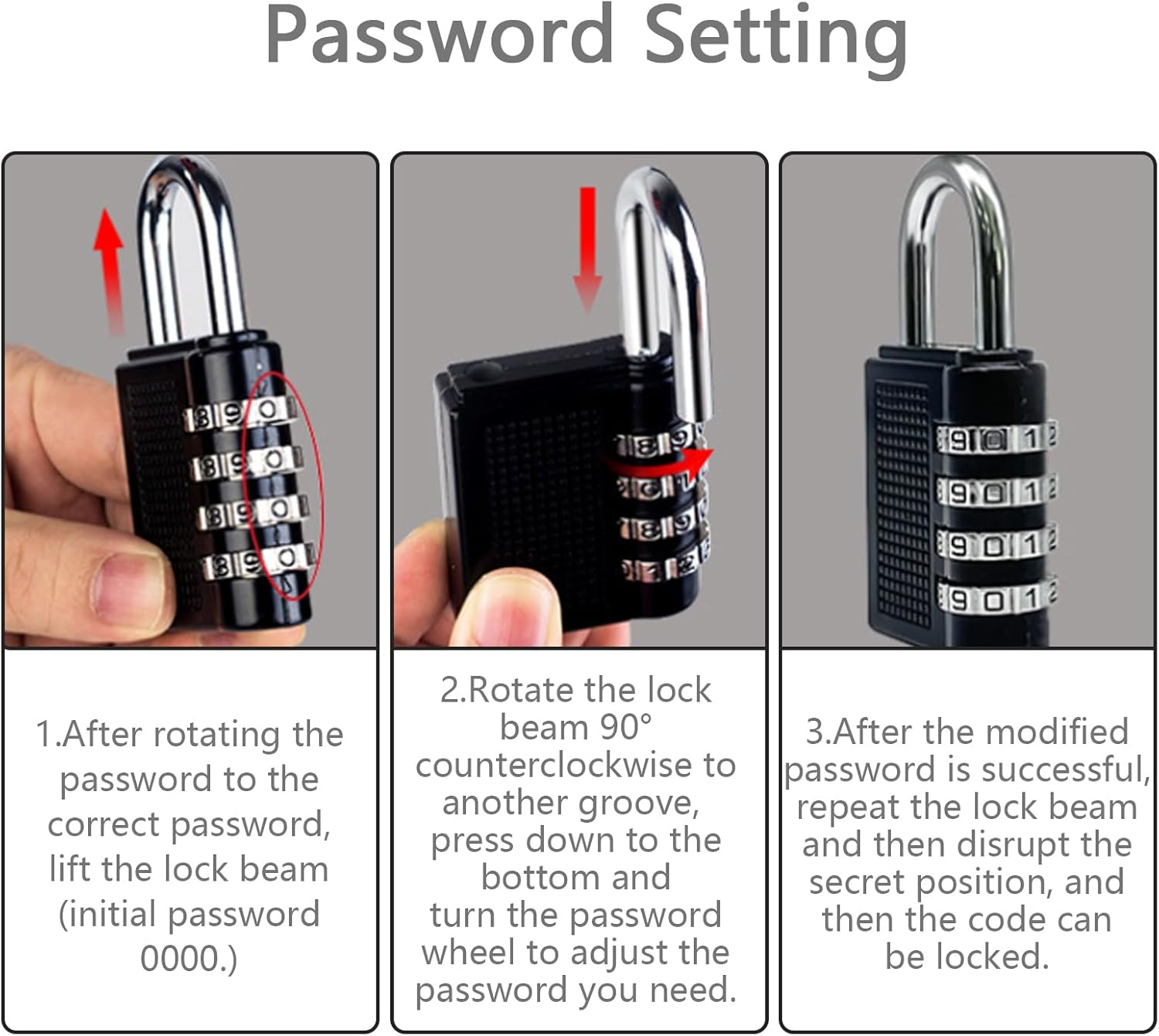 2 Pack Combination Lock, 4 Digit Padlock with Code Waterproof Outdoor Combination Lock for Gym Sports Locker, Fence Gate, Toolbox, Case, Hasp Cabinet Storage (Black) image number 5