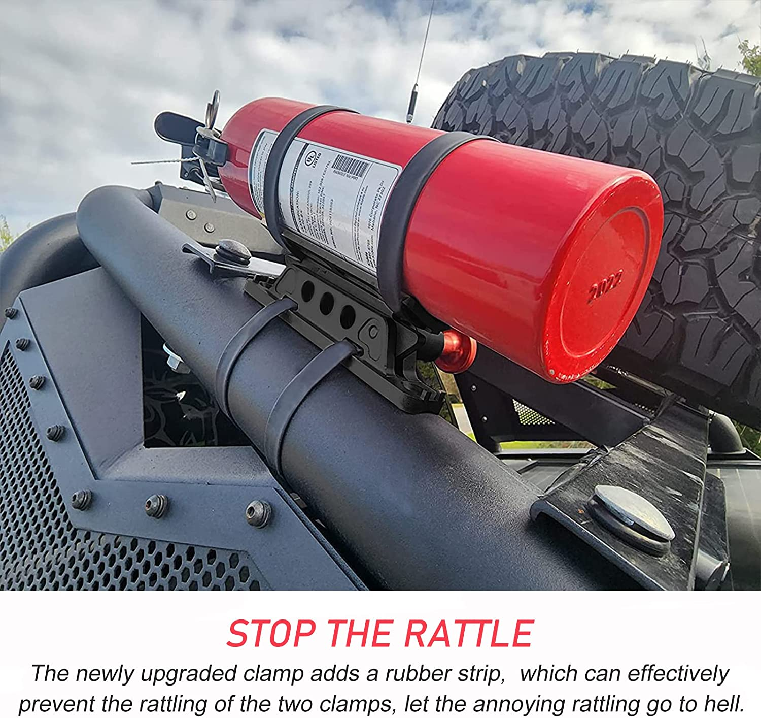 Samman Fire Extinguisher Mount Bracket, Aluminum UTV Quick Release Fire Extinguisher Holder Compatible with Jeep Wrangler JK Polaris Ranger Cam-Am X3 image number 1