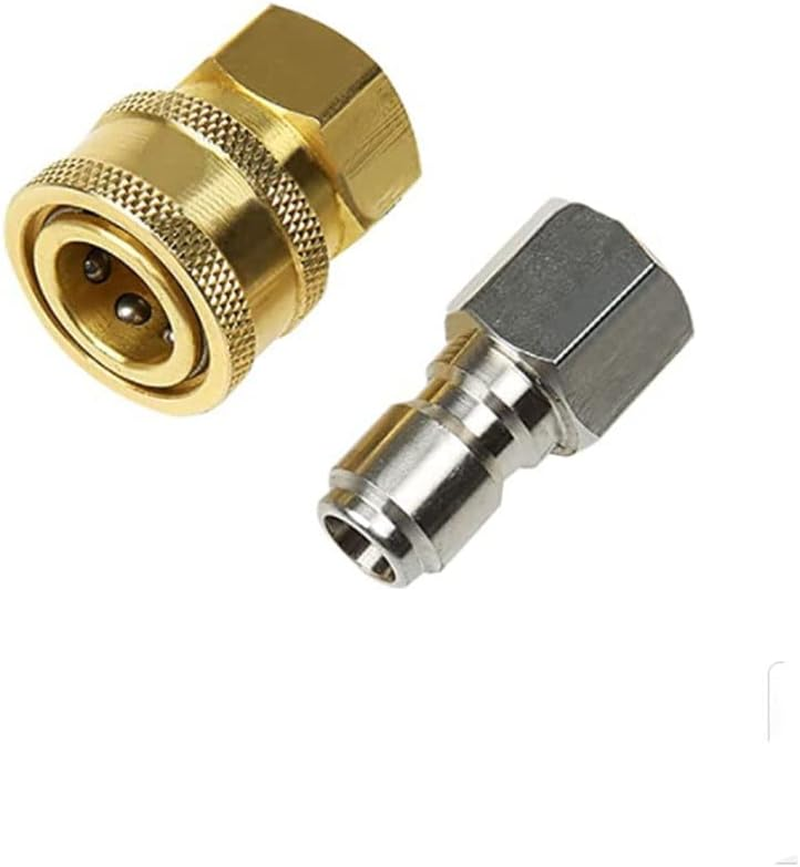 2 Pieces ZONADA Brass Pressure Washer Fitting, Metric M22 Femal and 3/8" Male Quick Connector Covert to M22 Female Pressure Washer Gun Adapter Accessories Parts image number 4
