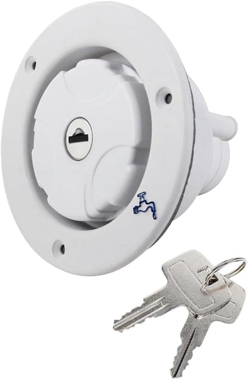 Baosity Water Locking Inlet Hatch Filler Cap for Caravan Motorhome Fresh Water RV Camping Trailer Motorhomes Drain Water Tank Caps - White, as Described