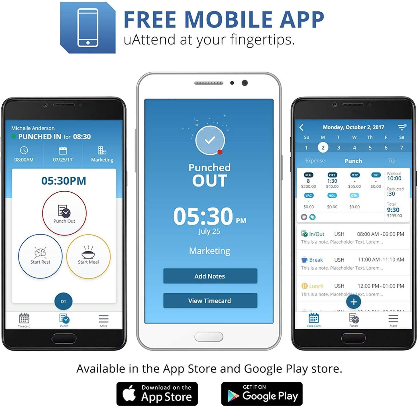 Uattend JR2000 Cloud Connected Biometric Attendance System: Fingerprint Time Clock, RFID & PIN Punch Clock for Small Business