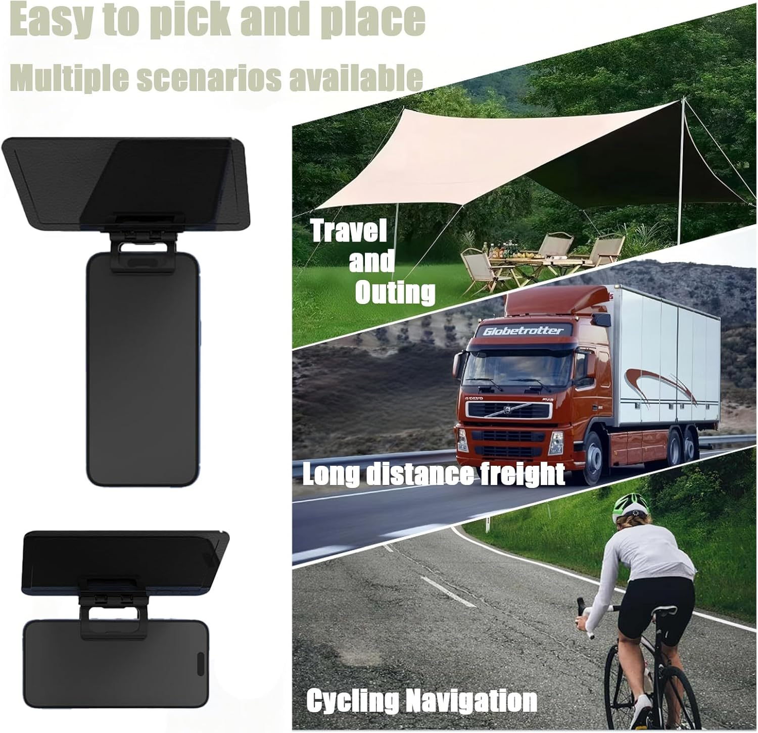 Anti Glare Phone Sunshade for Car & Outdoor | Foldable UV Blocker for Iphone Samsung Android | Universal Clip-On Sun Visor for Driving, Cycling, Fishing (Black) image number 1