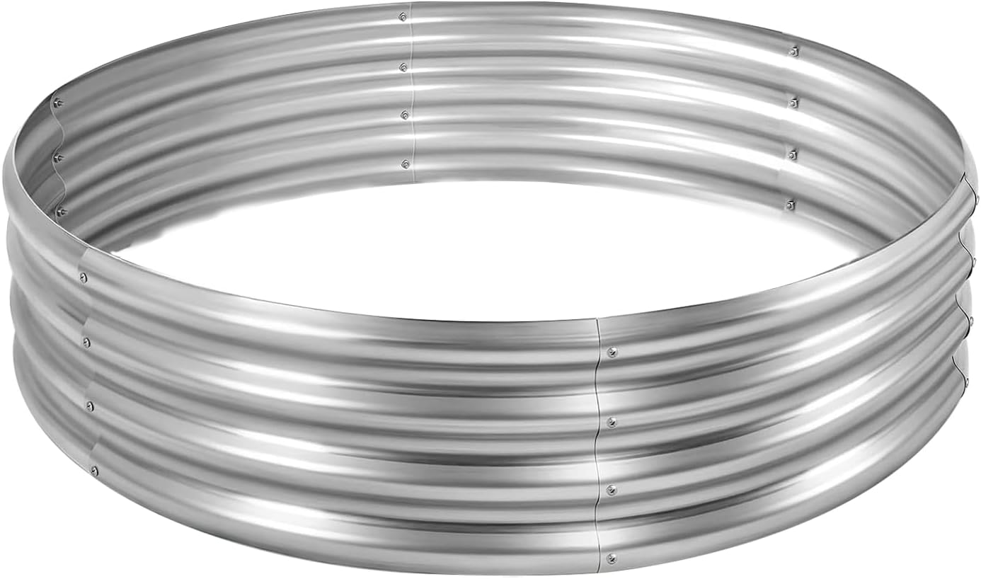 Land Guard Galvanized Raised Garden Bed Kit, round Large Metal Galvanized Planter Raised Garden Boxes Outdoor&hellip; image number 2
