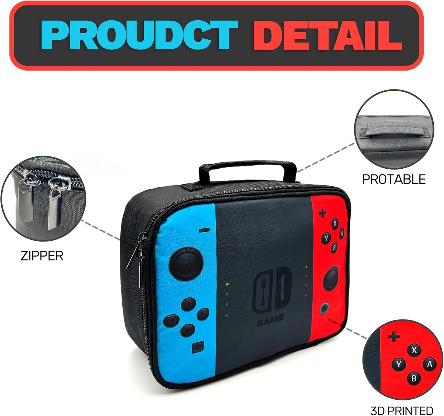 YOZIRIBO Kids Lunch Box Lunch Bag for Boys Girls, Reusable Insulated Game Lunch Boxes Gamer Tote Bag, Leakproof Thermal Cooler Sack Food Handbags High Capacity for School Work Picnic Camping Gifts image number 6