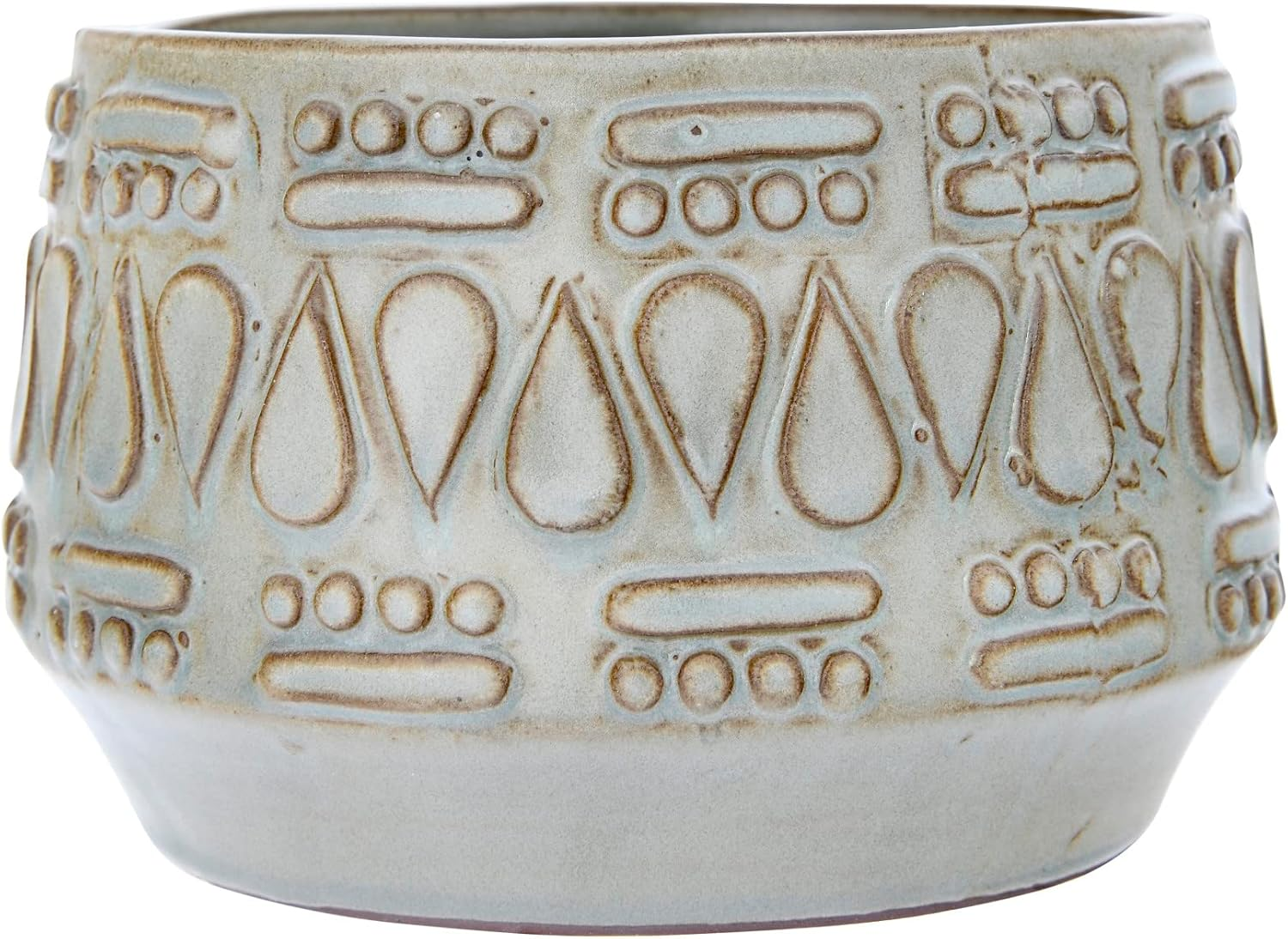 Creative Co-Op Embossed Stoneware Reactive Glaze Finish (Holds 4" Pot/Each One Will Vary) Planter, Green image number 1