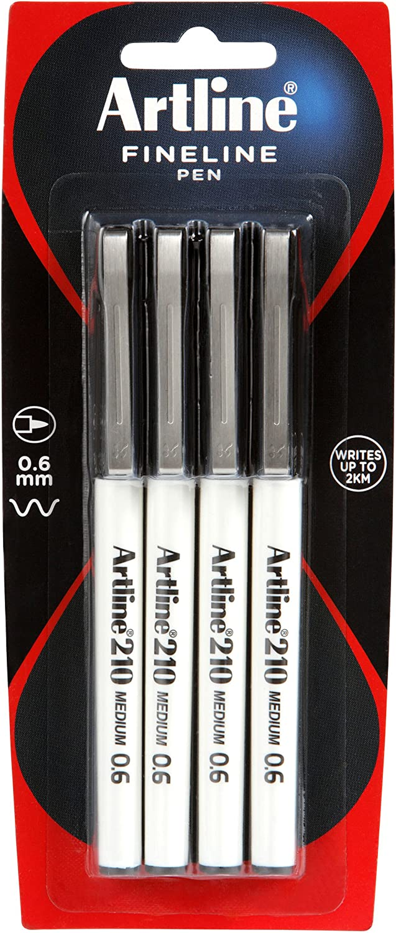 Artline 210, 121082, Fineliner Pen, Hangsell, 0.6Mm, Black, 4 Pack