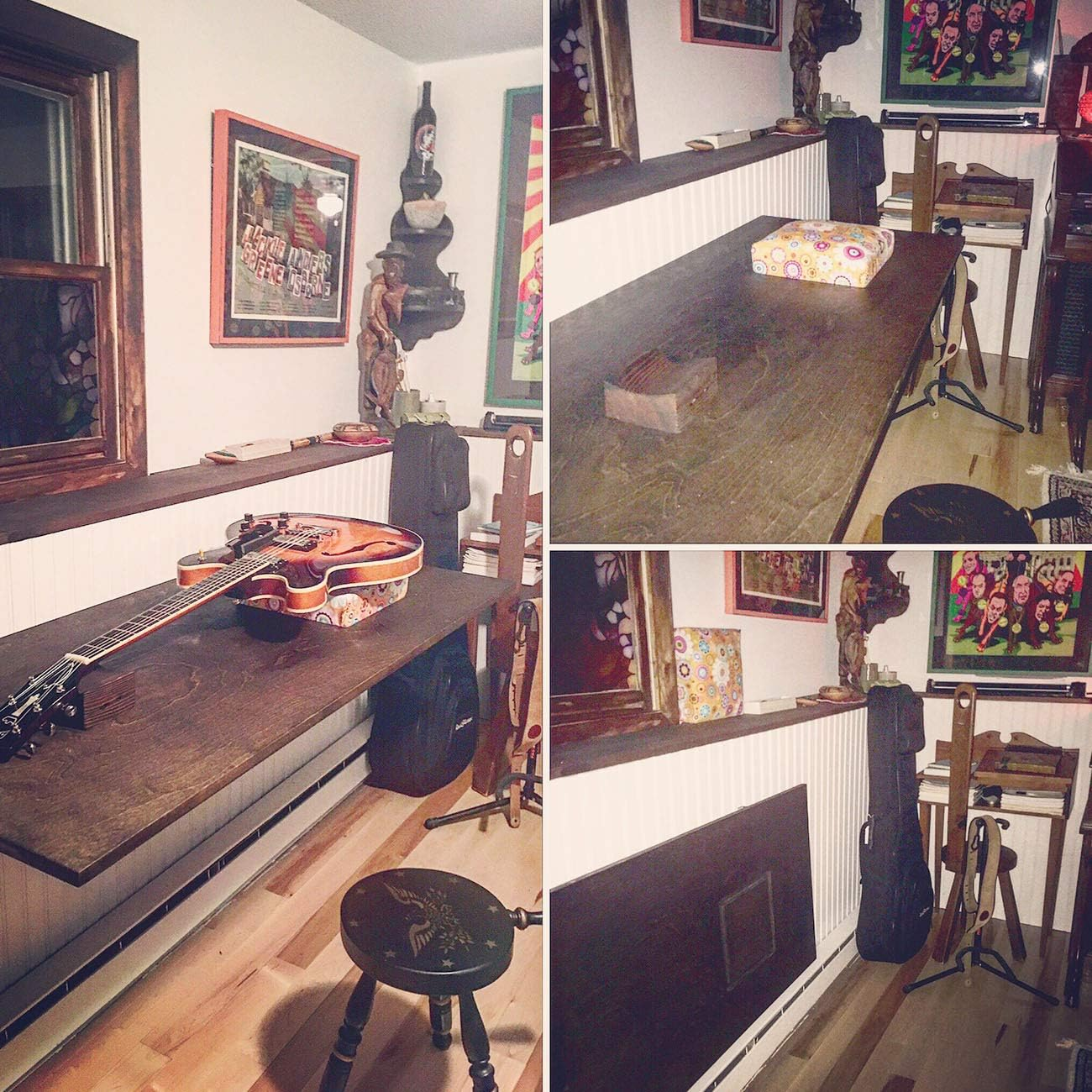 Folding Shelf Brackets Heavy Duty Stainless Steel DIY Wall Mounted Shelf Bracket Space Saving for Table Work Bench, Pack of 2 (Black, 16") image number 3