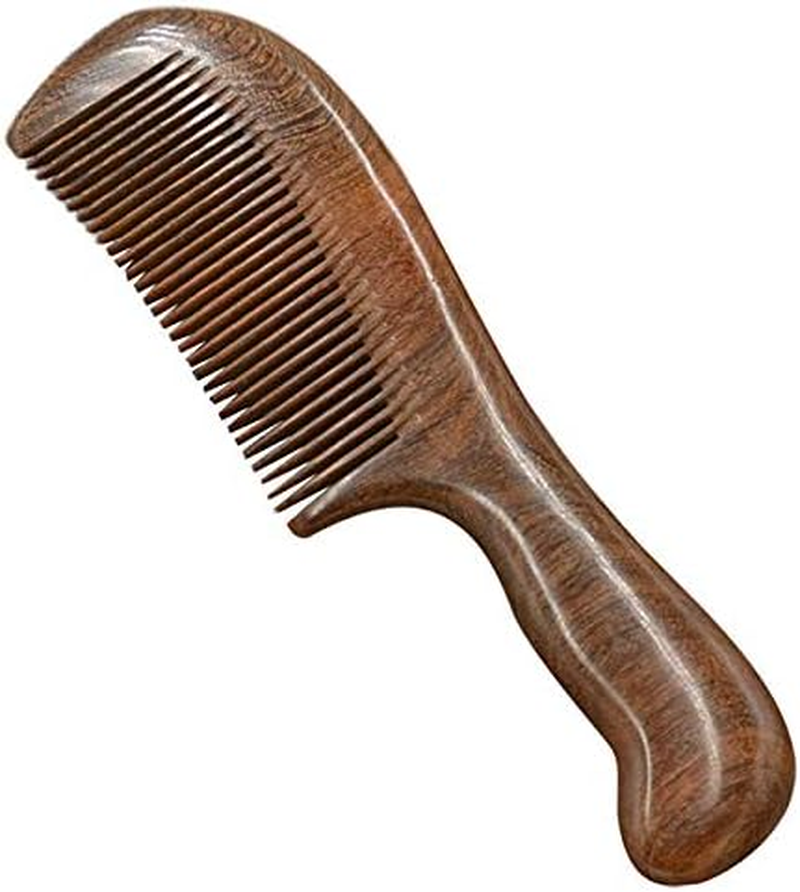 Domoi Sandalwood Wide Tooth Comb Curly Hair Portable Coarse Tooth Wooden Comb Hair Massage Tool Fine image number 3