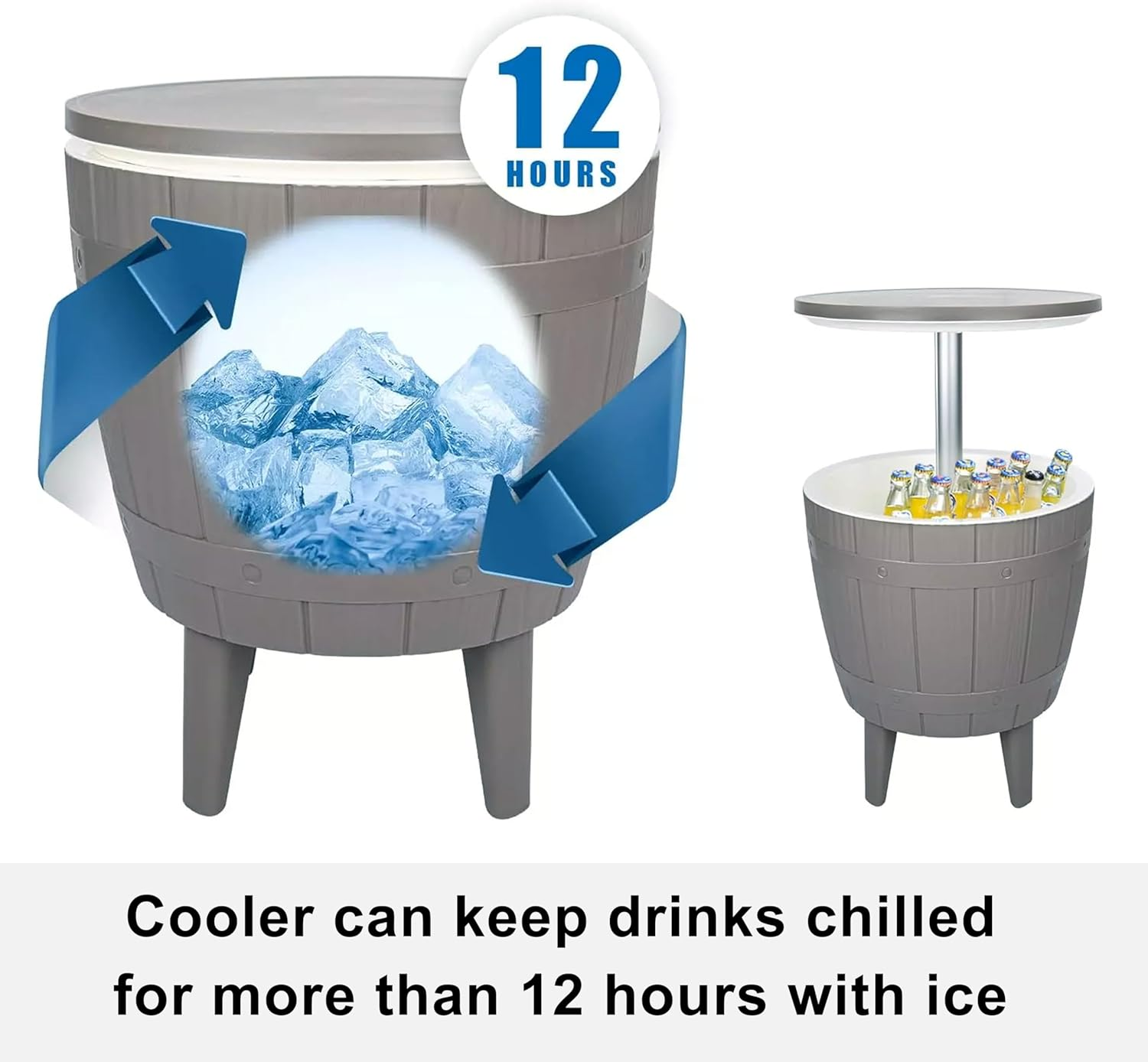 Outdoor Cooler Bar Table - Adjustable Height with Ice Bucket, Keeps Drinks Chilled for 12 Hours, Multifunctional Coffee Table for Garden, Patio, and Parties image number 4