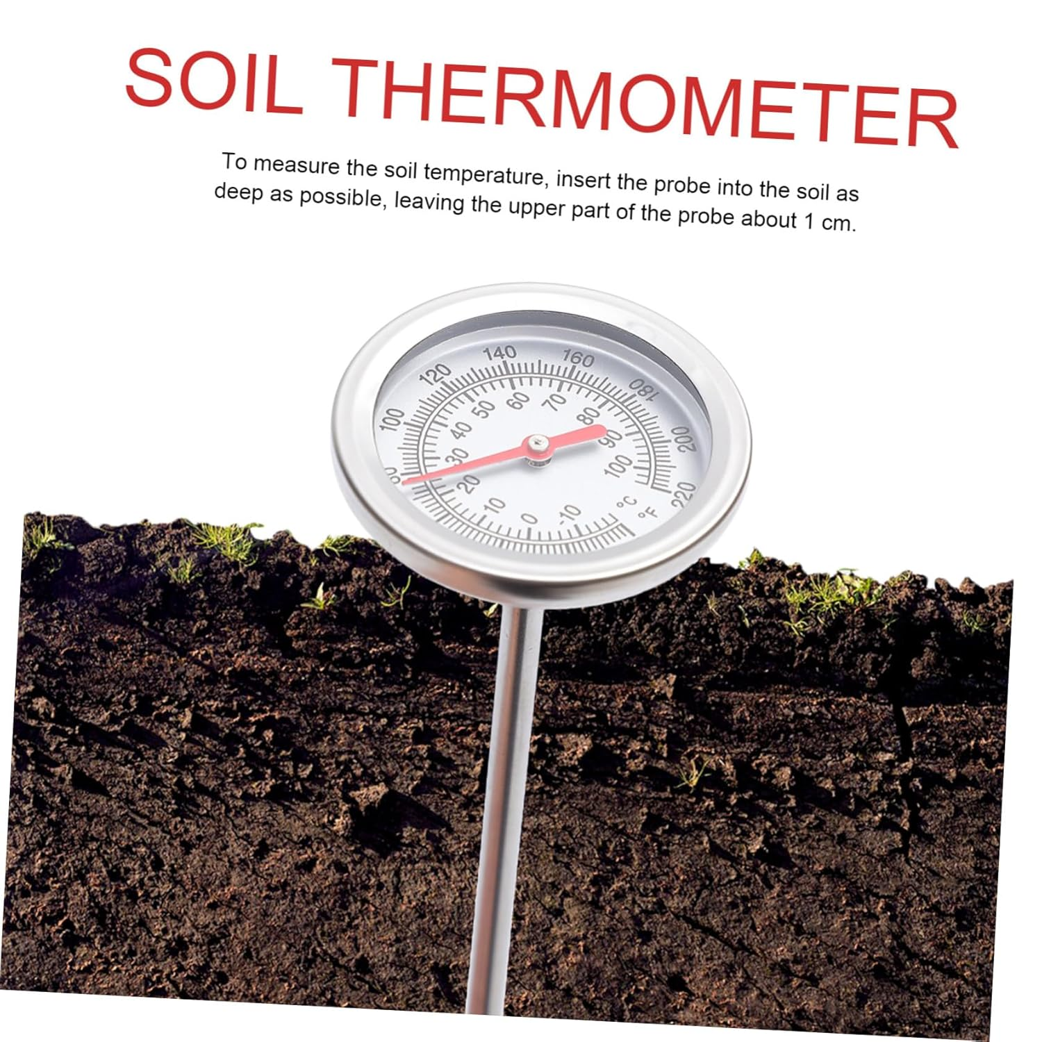 Ibasenice Stainless Steel Soil Compost Thermometer with Extended Probe for Accurate Temperature Measuring Tool Professional Gardening Instrument for Indoor Outdoor Use and Easy to Use image number 1