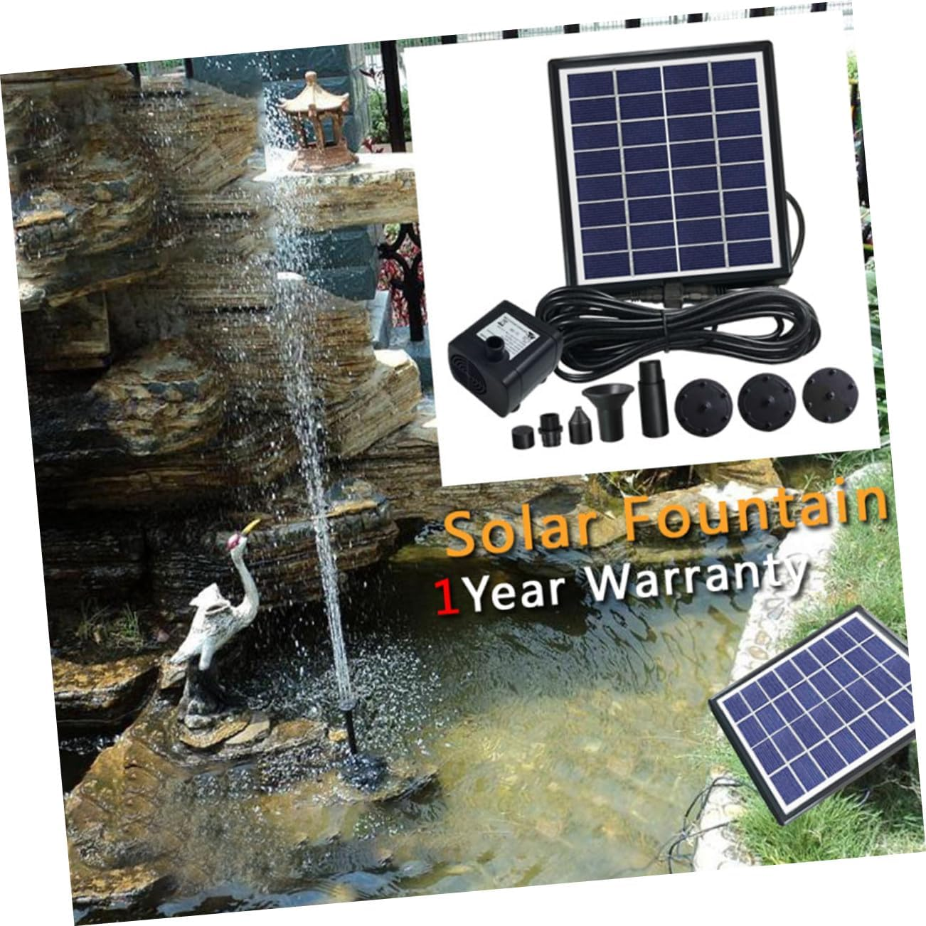 VICASKY Solar Floating Fountain Solar-Powered Garden Aerobic Water Pump for Outdoor Fish Tank Bird Bath Pool Decoration Automatic Operation Material No Battery Needed image number 5