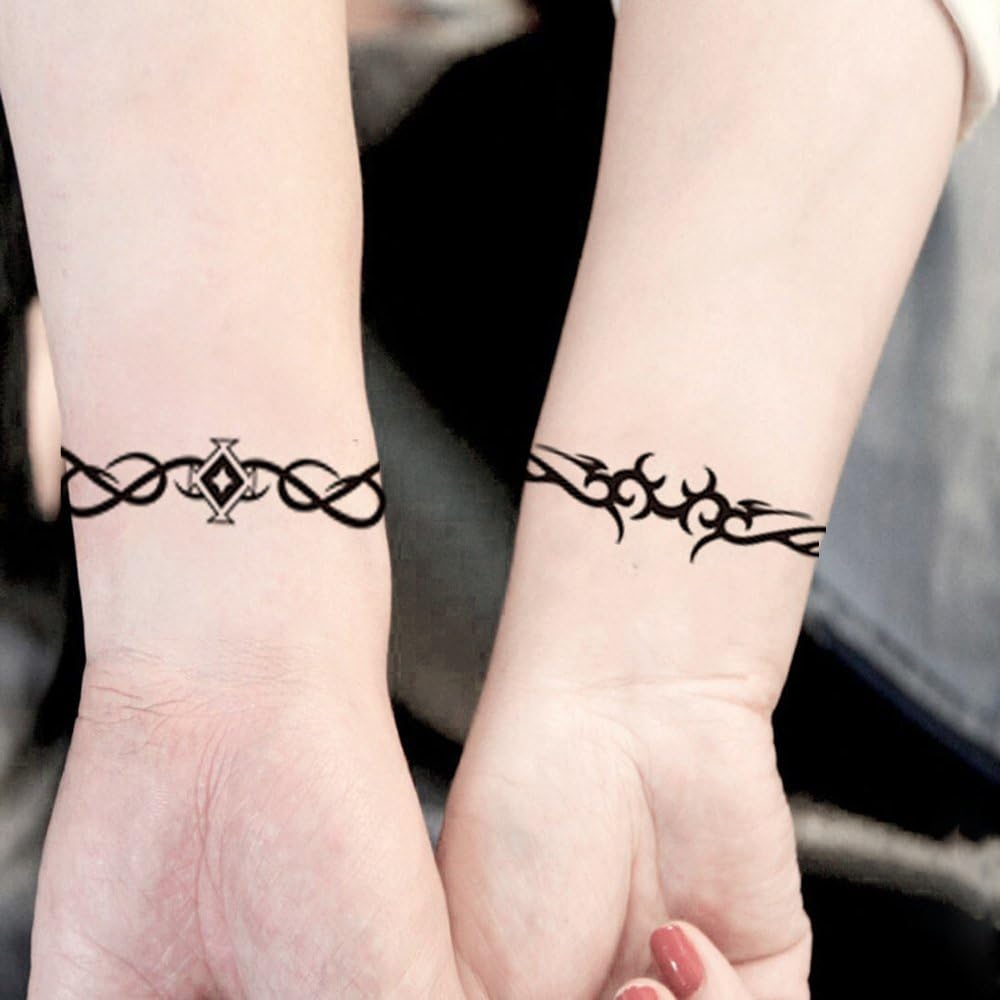 Yesallwas 6 Sheets Mix Tribal Tattoos Small Temporary Tattoo Blue Black Tribal Pattern Tattoo Sticker for Men Women 6X10.5Cm/2.36X4.13Inches (Lxw) image number 2