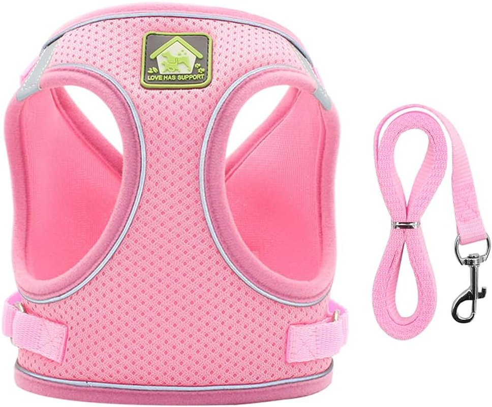 Velmoriah Small Dog Harness and Leash Set, No Pull Breathable Soft Mesh Puppy Vest Harness, Adjustable Reflective Pet Harness Vest for Cats Small Medium Dogs (L) image number 4
