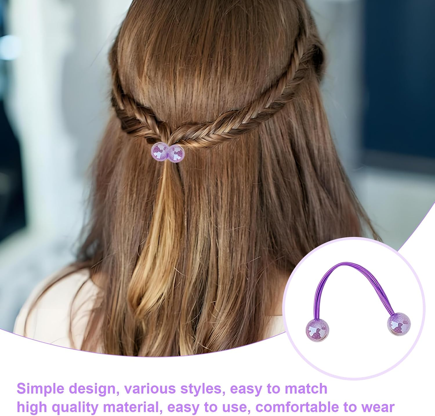 Pack of 12 Colourful Hair Bobbles for Girls, Cute Hair Accessories Set, Double Balls, Elastic Cable Bobbles for Baby, Toddler and Children, Soft Ponytail Holder without Pulling image number 6