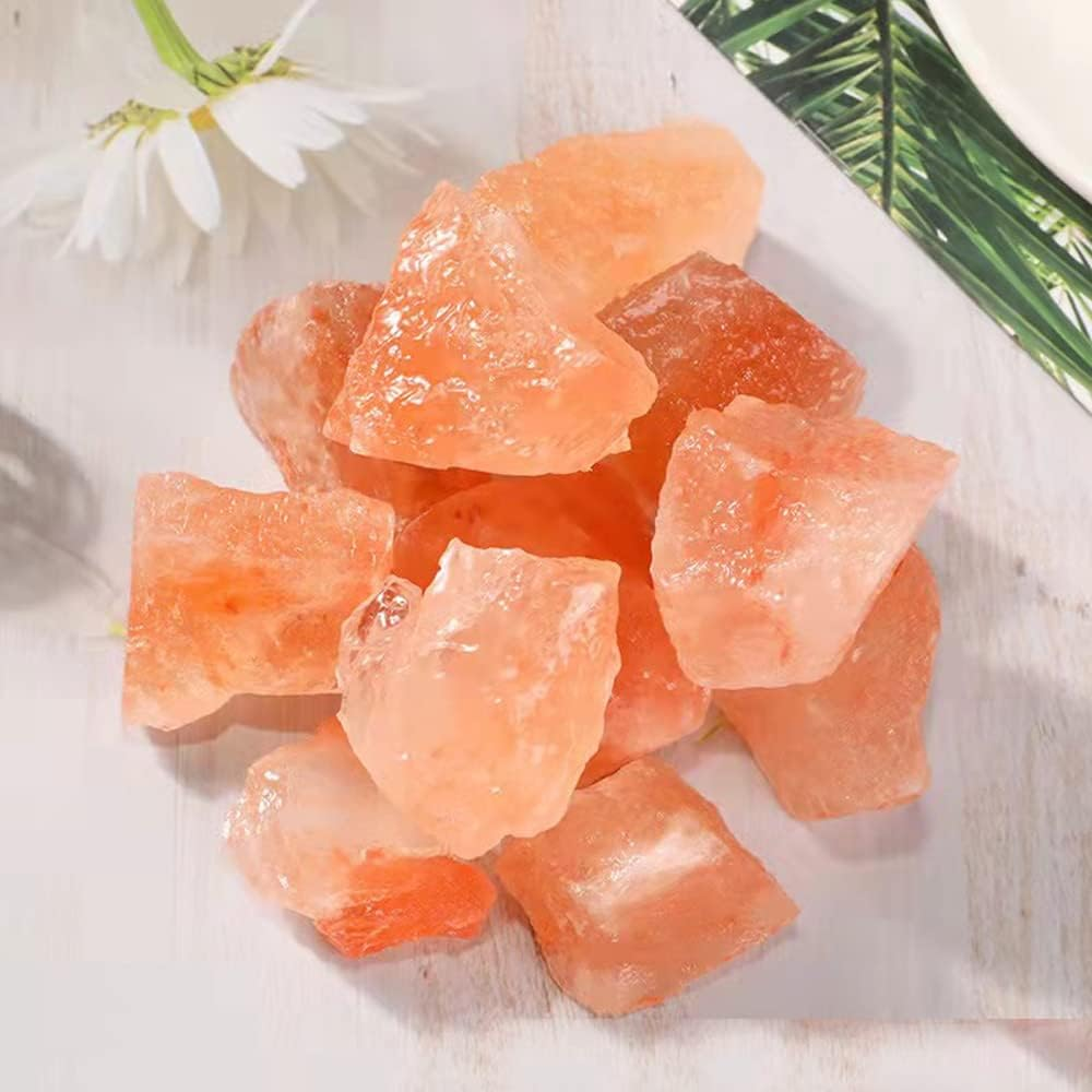 RCSTONE 1.18 to 1.97 Inches Himalayan Pink Crystal Salt Stones, 0.22 Pounds Himalayan Pink Salt Chunks for Salt Rock Lamp,Salt Bowl,And Decorations M33, Orange image number 3