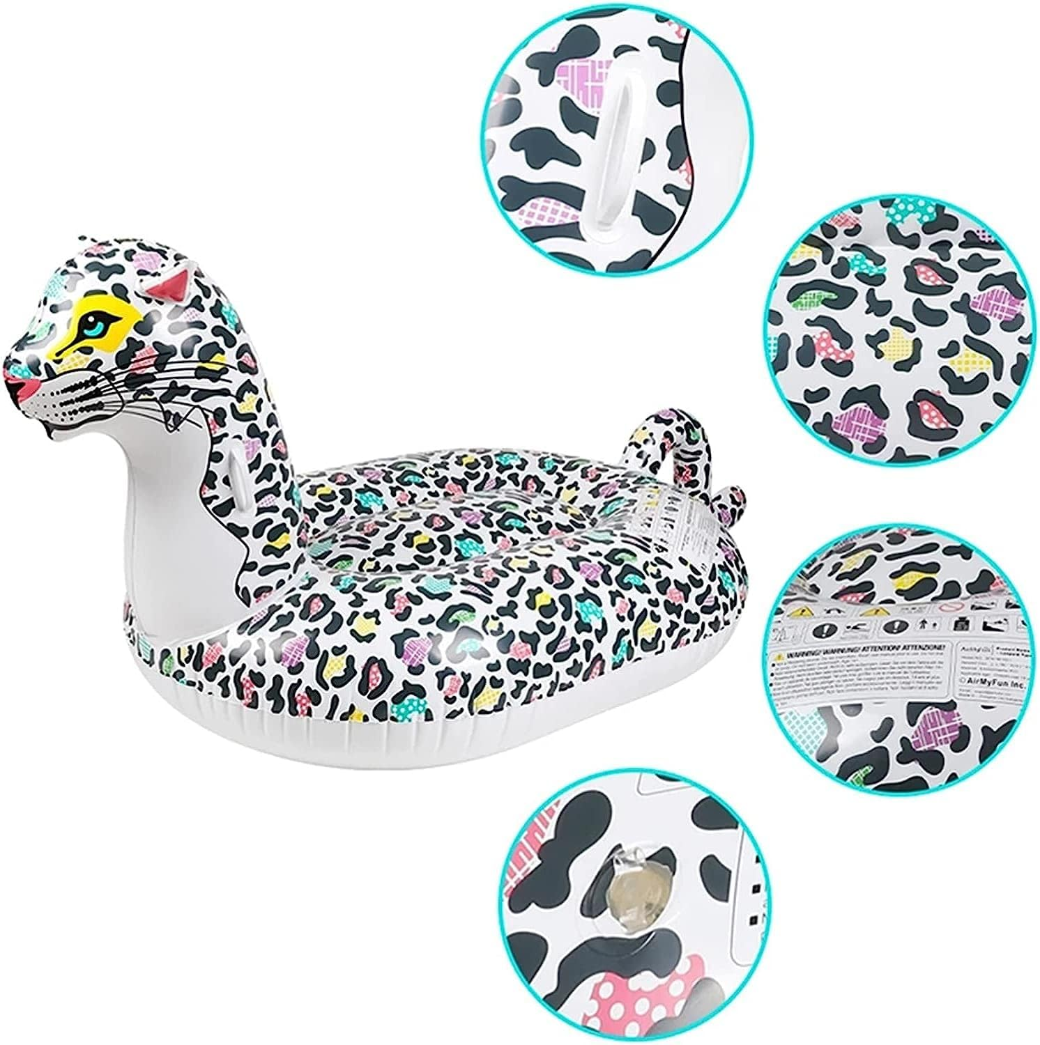 Leopard Shape Inflatable Mount Floating Row, Thickened Inflatable Pool Float with Handle, Summer Water Pool Toys for Adult image number 5