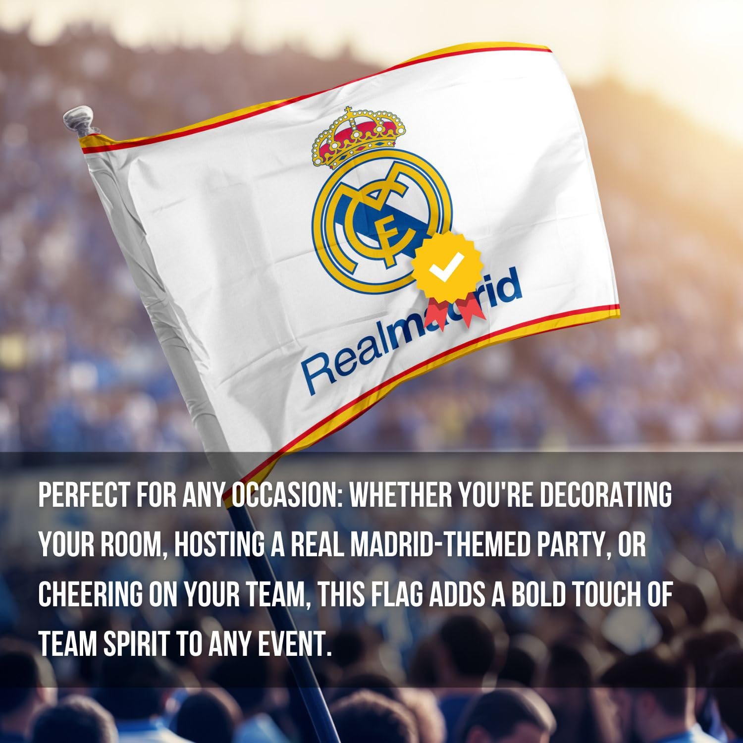 3X5 Ft Large Realmadrid Soccer Flag - Durable Polyester Football Banner with 2 Grommets - Great for Room Decor & Game Day image number 2