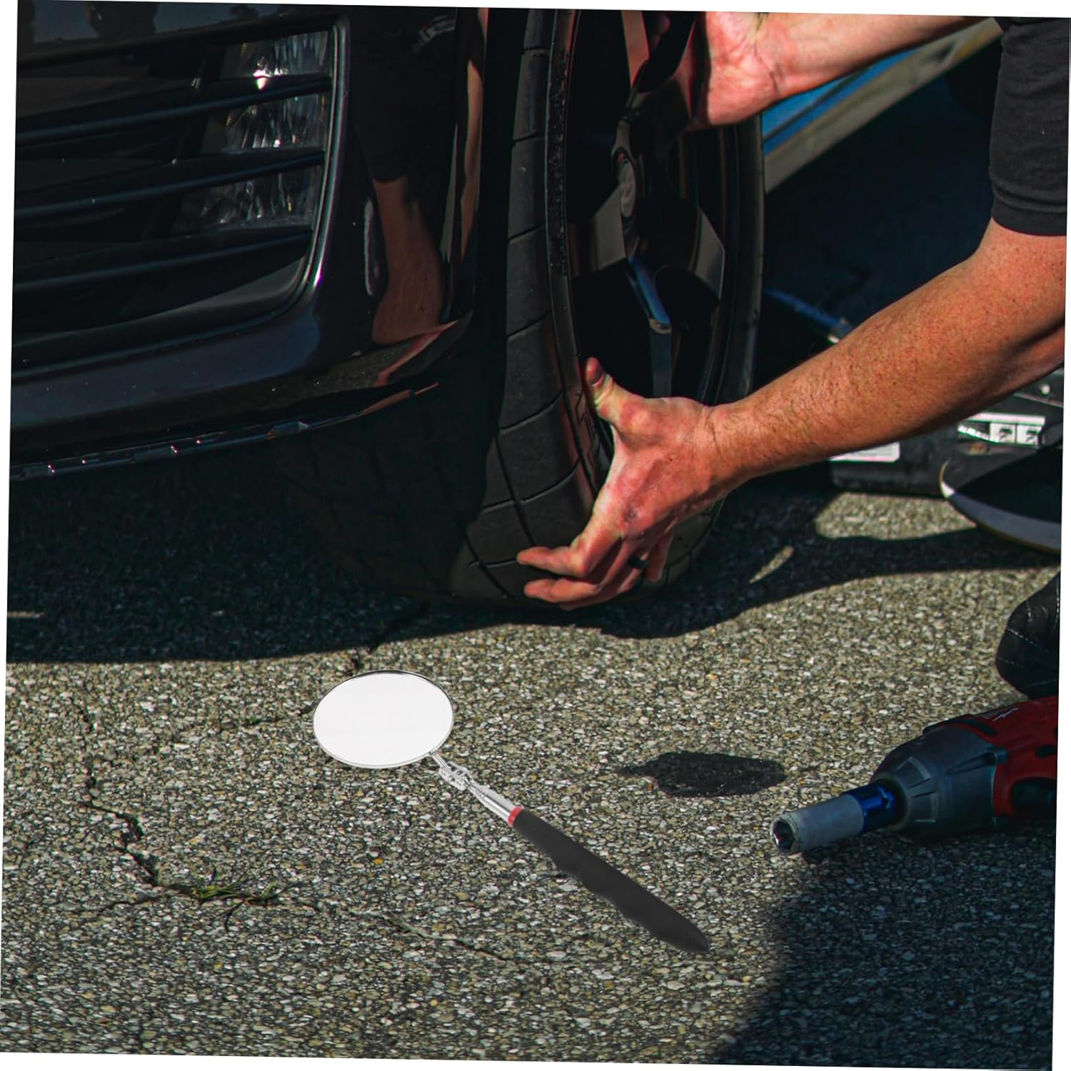 SOESFOUFU 2Pcs Handheld Automotive Telescopic Mirror Magnetic Rotating Extendable for under Car Inspection Versatile Tool for Mechanics Scratch-Resistant Construction image number 2