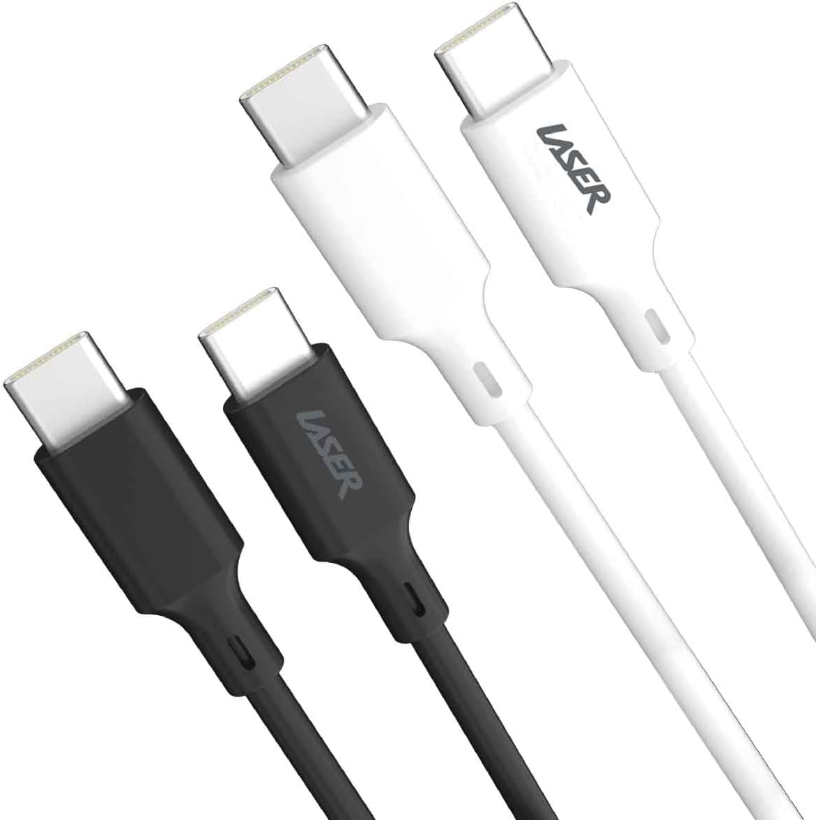 Laser 2M USB-C to USB-C Charger Cable 2-Pack 60W, 480Mbps Data, Compatible with Macbook Pro/Air, Ipad Pro/Air/Mini, Iphone 15/Pro/Max, Samsung Galaxy S23/S24/Ultra and More USB C Devices, Pink/Black