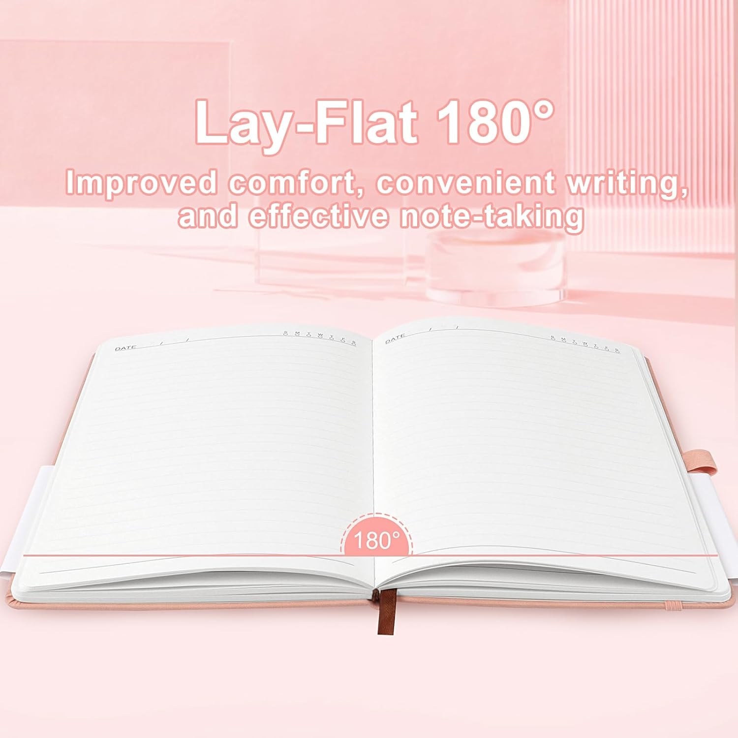 A5 Journal Notebook for Men and Women, Lined Hardcover Notebook with Elastic Closure for Diary Writing, Work and Note Taking, Journal(Green) - Gray image number 3