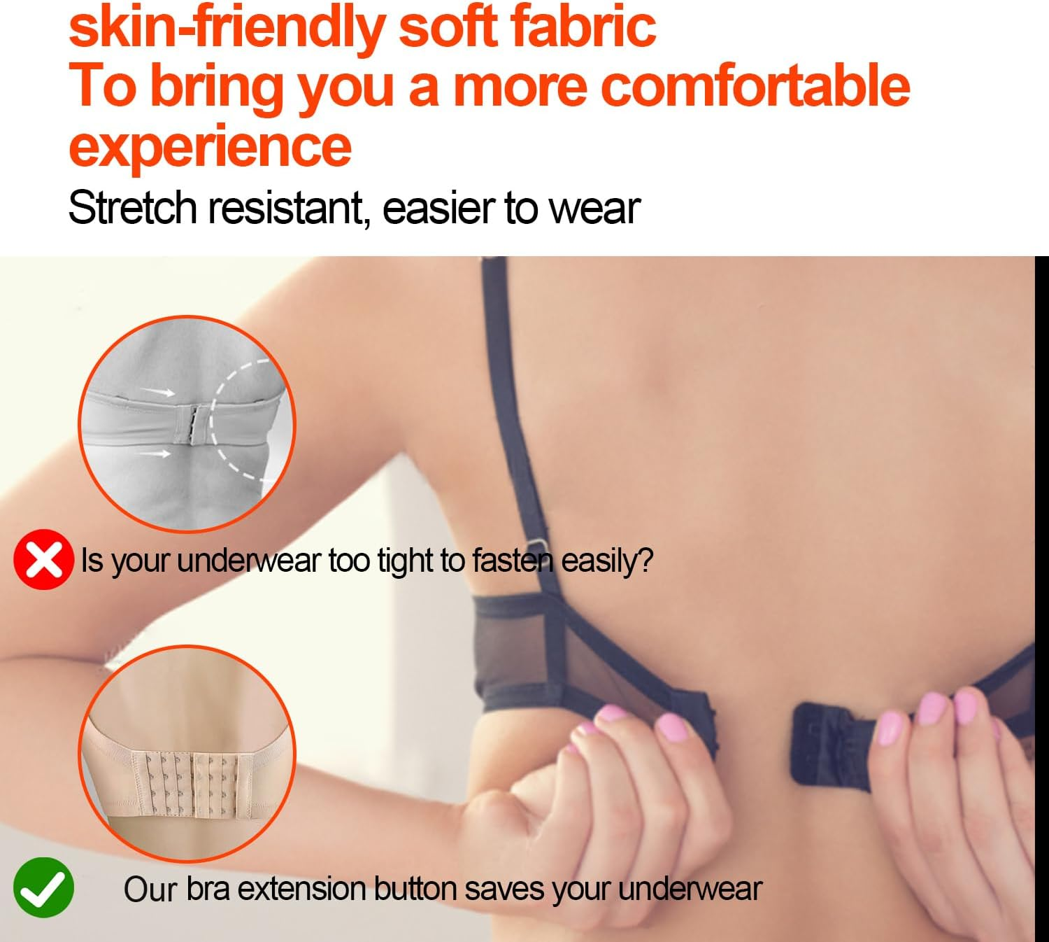 Bra Extender,H HOME-MART Women'S Bra Extender 3 Rows 2 Hooks 3 Hooks 4 Hooks 5 Hooks Bra Extension Strap Soft and Comfortable image number 6