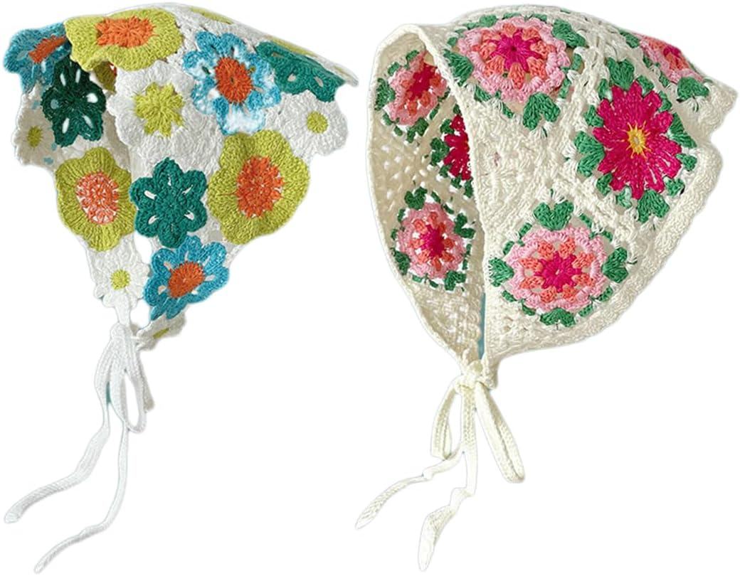 2 Pack Women Boho Headband, Triangle Turban Headband Hair Band, Elastic Hair Turban, Vintage Headband, Triangle Hairband, Handmade Hair Accessories for Girls and Women image number 4