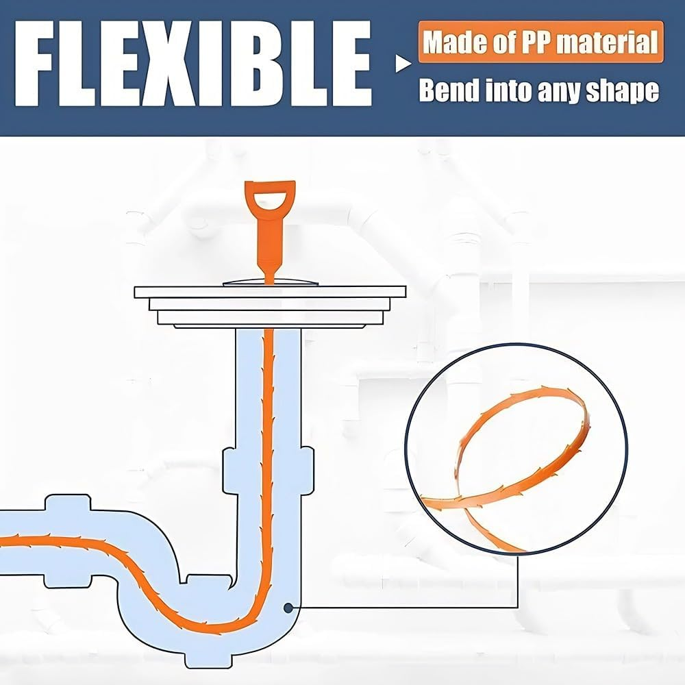 35.5Inch Drain Clog Remover, 25Inch Drain Snake Hair Remover, Hair Catcher Drain Auger Cleaner Tool Set for Toilet, Kitchen Sink, Bathroom Tub, Sewer, 7 Pack image number 2