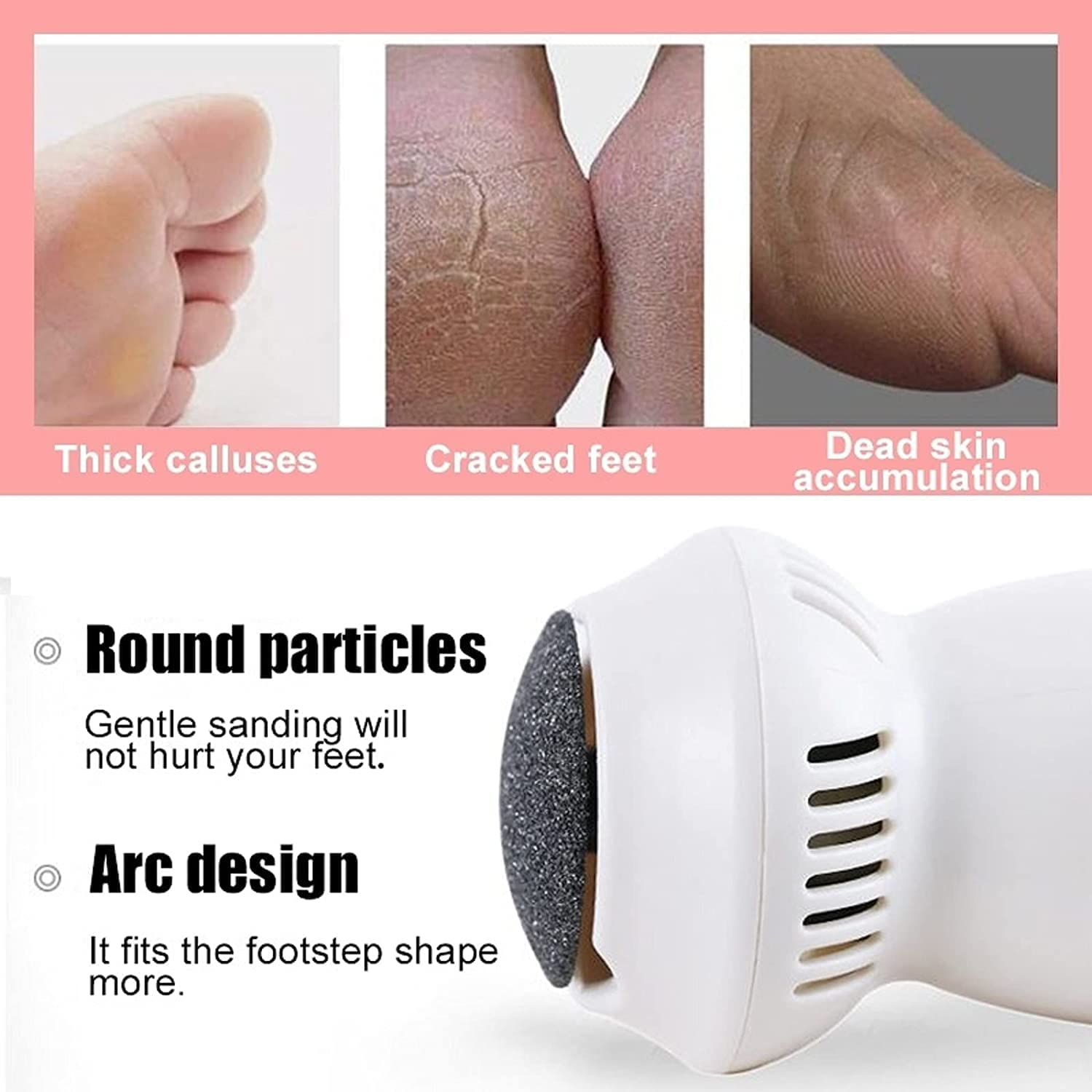 HHHSMZ Electric Foot Grinder,Vacuum Callus Remover,Foot Pedicure Tool,Rechargeable Foot File,Cracked Skin Cleaning Tool,White,Green image number 6