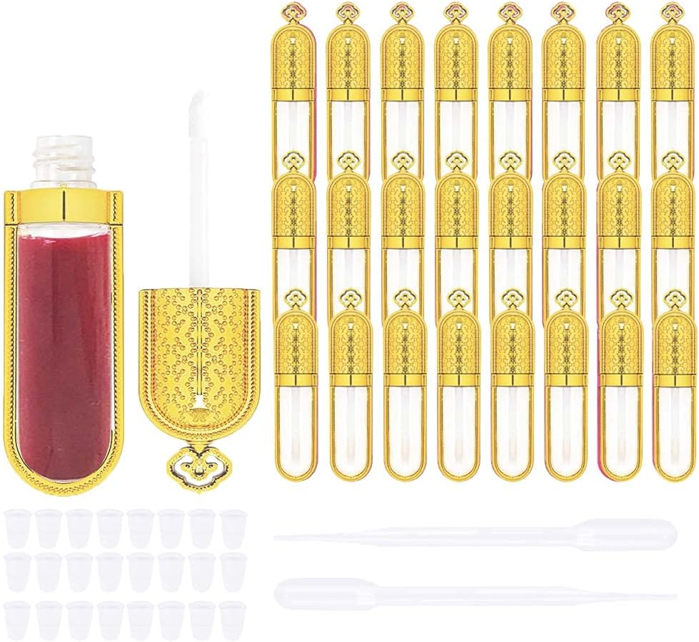 COSIDEA 24 PCS Refillable Empty 5Ml GOLD Crown Lip Gloss Tubes with Wand，Cute Lipgloss Containers， DIY Lip Gloss Making Kit Container Bulk Wholesale image number 1