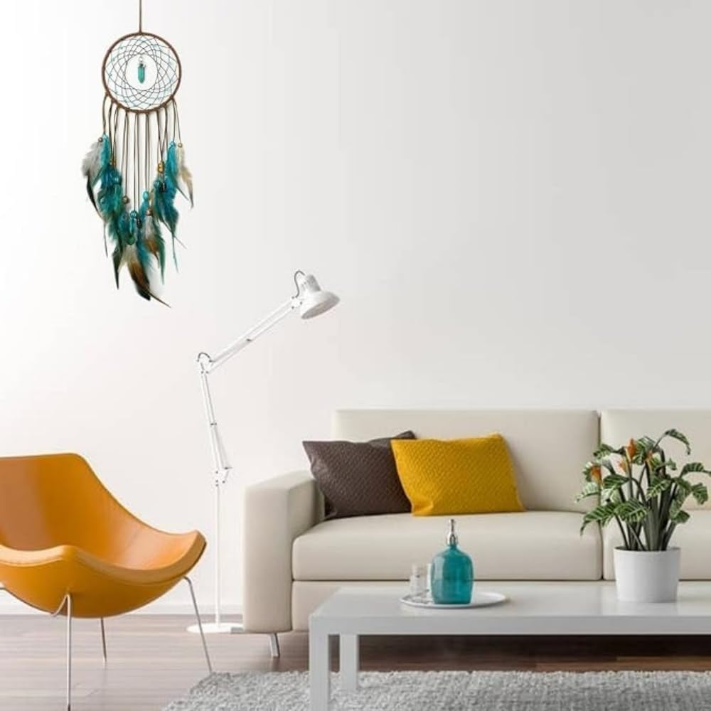 2 Pack DIY Feather Dream Catcher Kits Turquoise Wall Hanging Boho Decor Handmade Dream Catcher for Adults and Dream Catchers Wall Decor ﻿