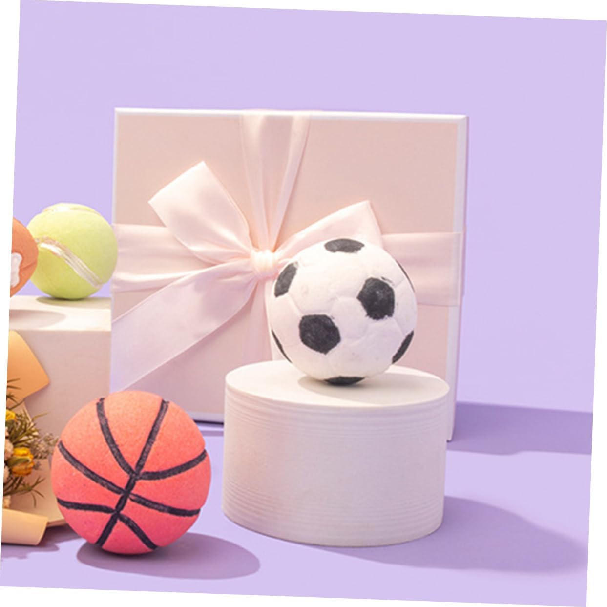 TOBBOMEY 2Pcs Bath Salt Bomb Bubble Football Shape Soothing Moisturizing for Relaxing Soaks image number 1