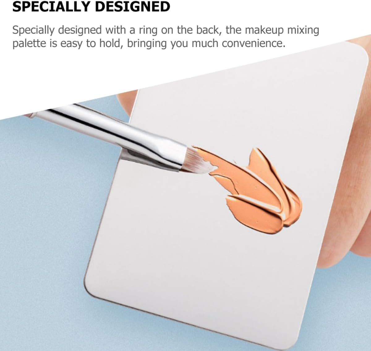 Mobestech Stainless Steel Nail Mixing Palette Set with Spatula, Small Cosmetic Makeup Mixing Tray Ring for Professional Makeup Artists and Nail Art Use image number 6