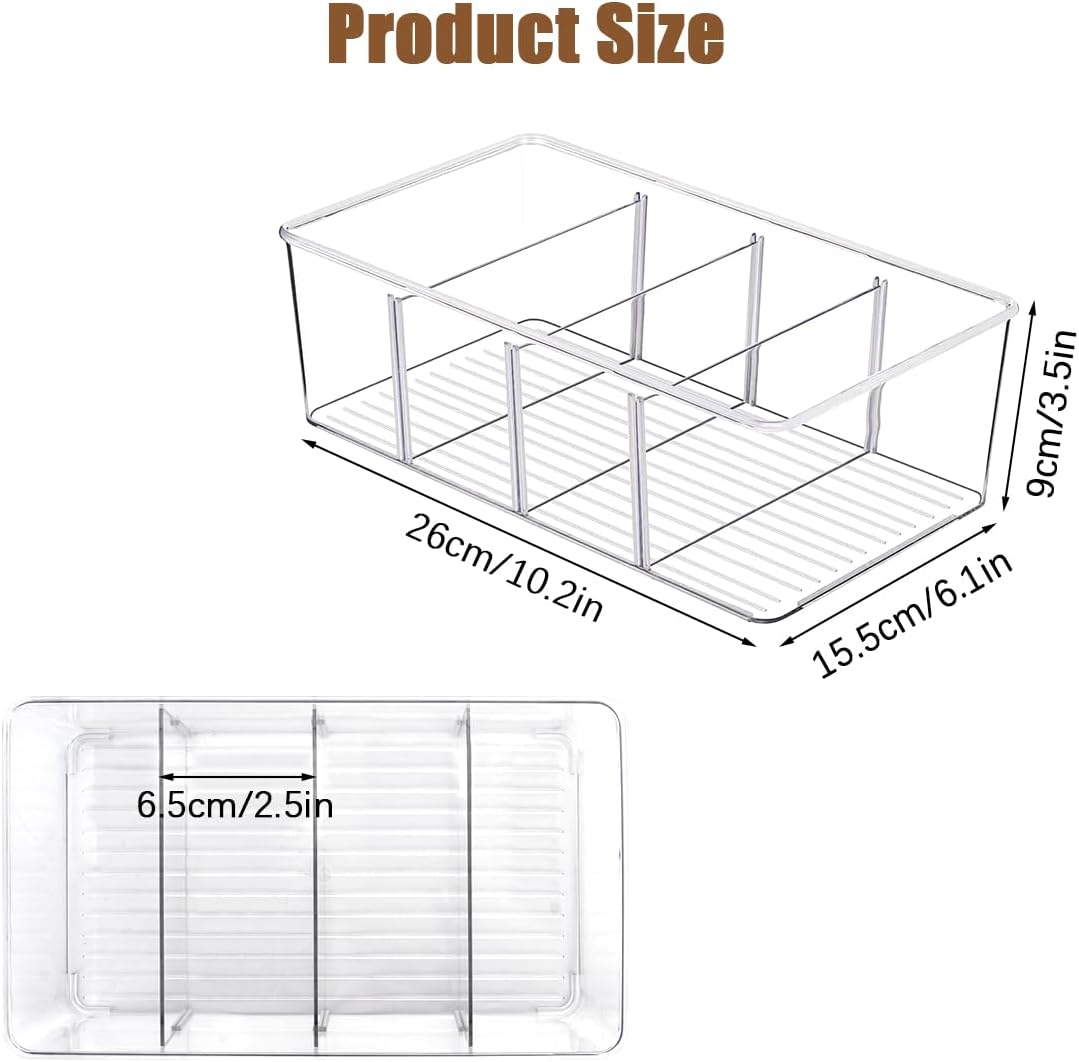 2 Pcs Plastic Tea Box, Clear Lid Tea Bag Storage with 4 Drawers and 2 Stickers, Easy Access Tea Bag Organizer with Compartments, Coffee Storage for Tea Bags Sugar Sachets image number 5