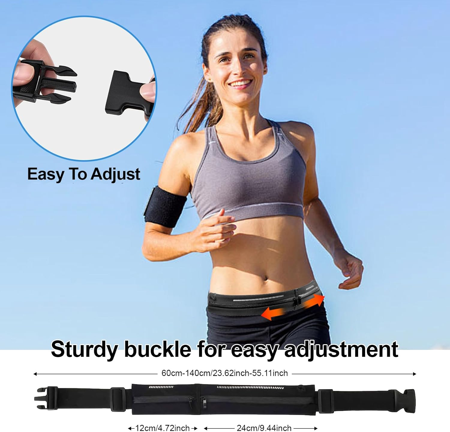 COZY CORE Double Pocket Running Belt & Active Fanny Pack for Men & Women &ndash; Water Resistant, Lightweight, Sleek Design, No-Bounce Hip-Hugging Fits Any Phone image number 5