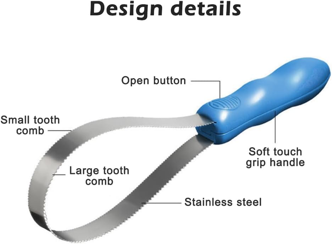 Dual Sided Shedding Blade, Dog Deshedding Loop Brush, Pet Dog Soft Touch Grip Handle Shedding Blade Cat Dual Sided Shedding Blade Dog Hair Brush Horse Shedding Tool image number 2