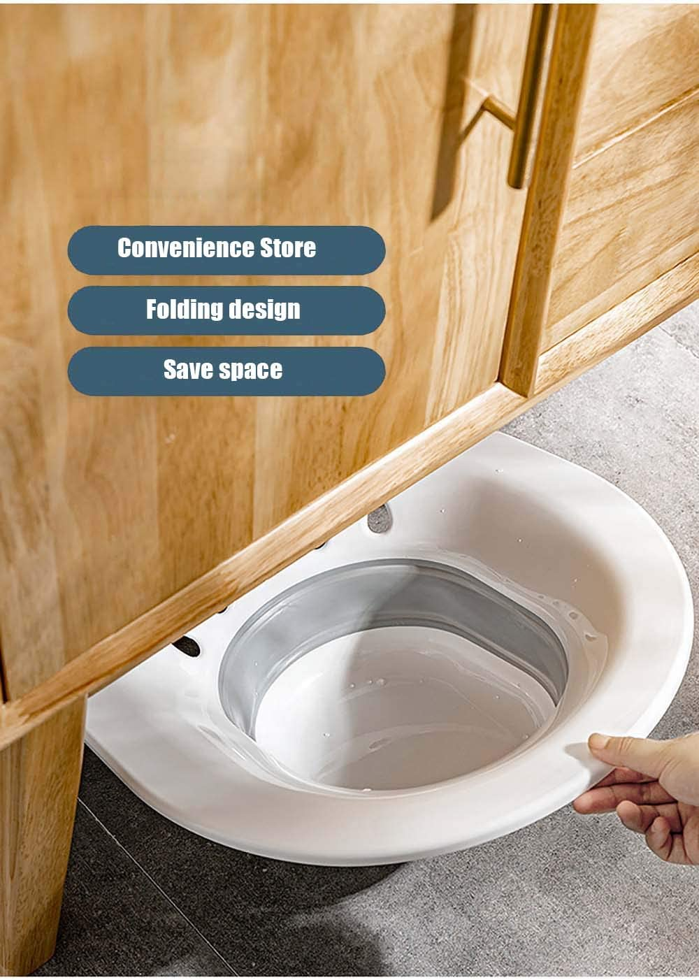 Sitz Bath for Toilet Hemorrhoids - Misszm, for Postpartum Pregnant-Women or Hemorrhoids, Foldable Hangable Storage Large-Capacity Private Care Washing Anti-Overflow Toilet Seat (Pink) - Pink image number 5