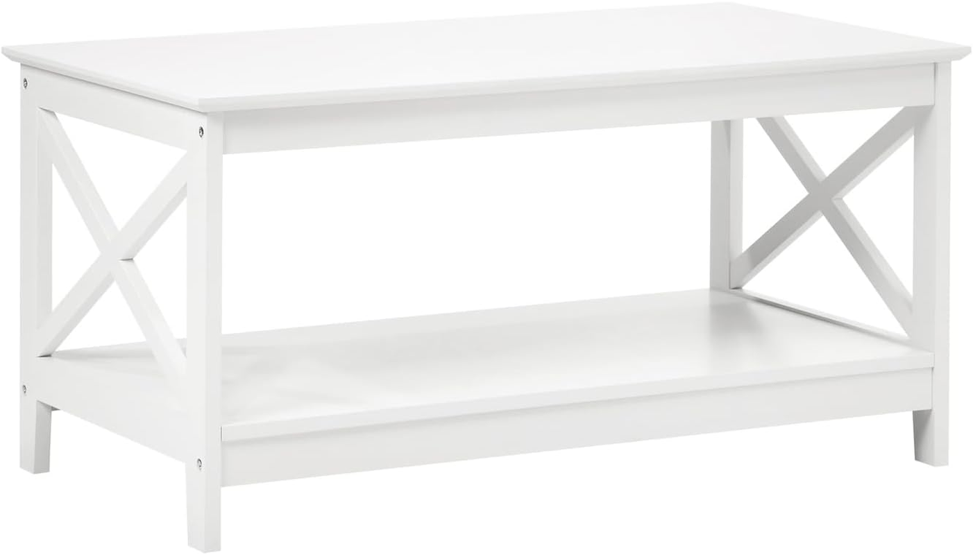 Oikiture 2 Tier Coffee Table Wooden Side Table image number 2