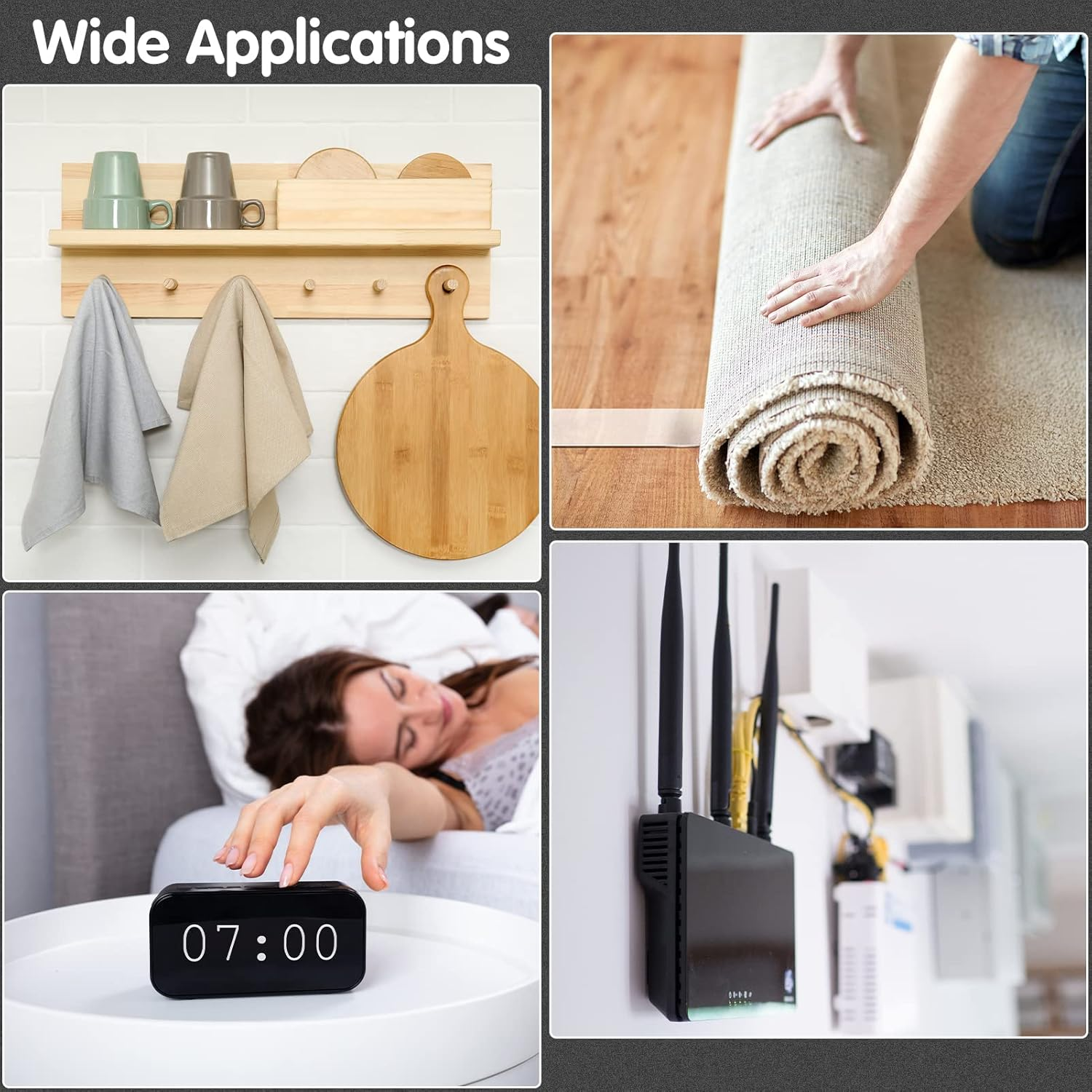 HOMMAND Double Sided Tape Heavy Duty, Waterproof Acrylic Double Sided Adhesive Clear Tape, Removable Sticky Tape for Walls/Carpet/Wood image number 1