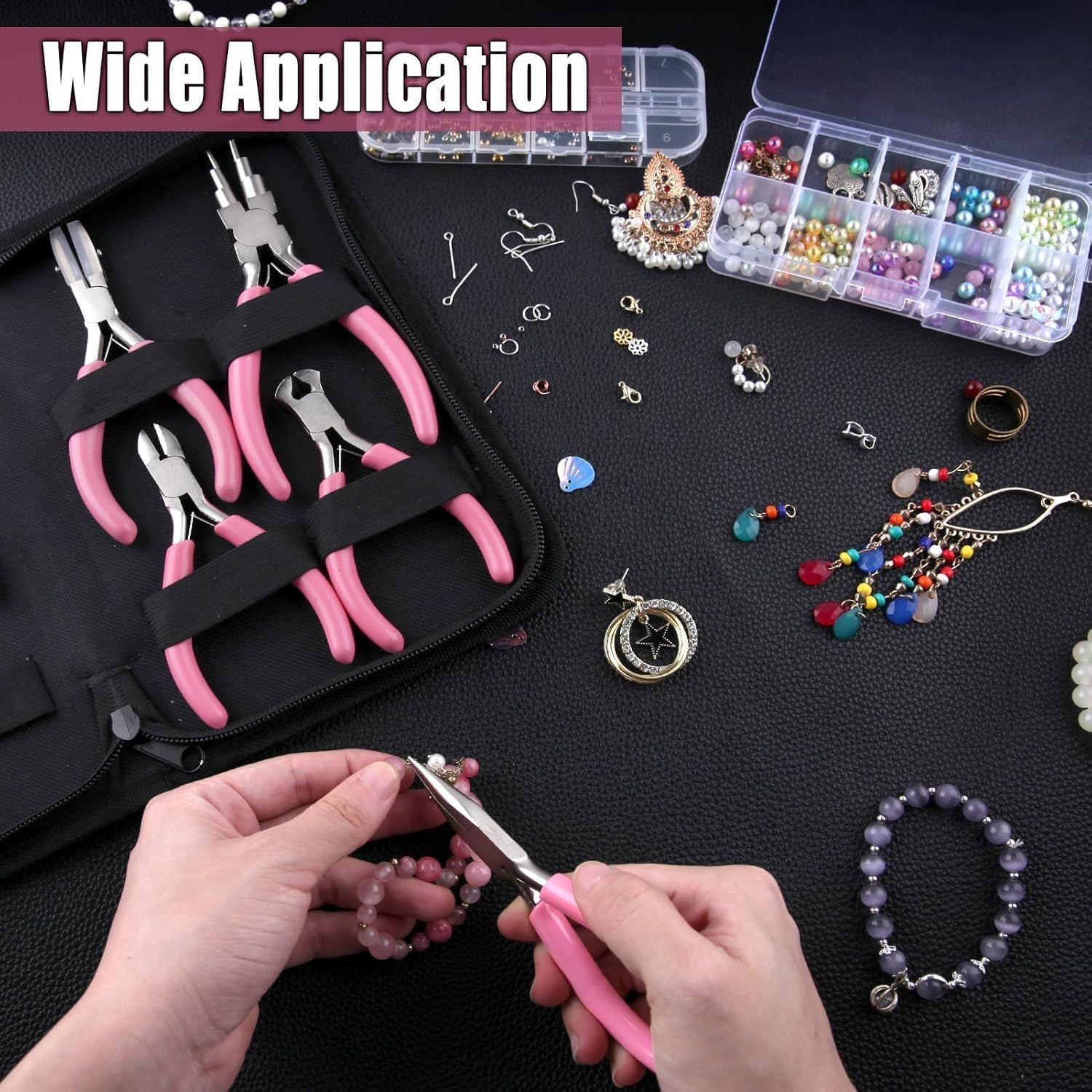 SPEEDWOX 8Pcs Jewelry Making Pliers Set Flat Nose Pliers Smooth Jaw & Serrated Jaw Wire Looping Pliers End Cutting Pliers Wire Cutter Chain Nose Pliers Bend Nose Pliers round Nose Pliers with Cutter image number 3