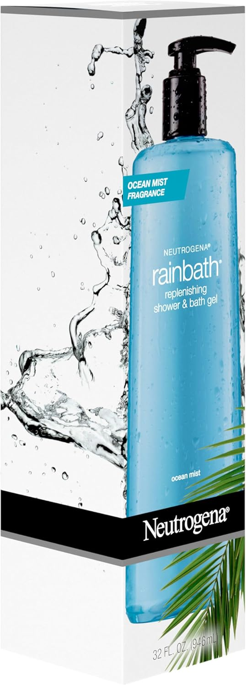 Neutrogena Rainbath Replenishing and Cleansing Shower and Bath Gel, Moisturizing Body Wash and Shaving Gel with Clean Rinsing Lather, Ocean Mist Scent, 32 Fl. Oz image number 2