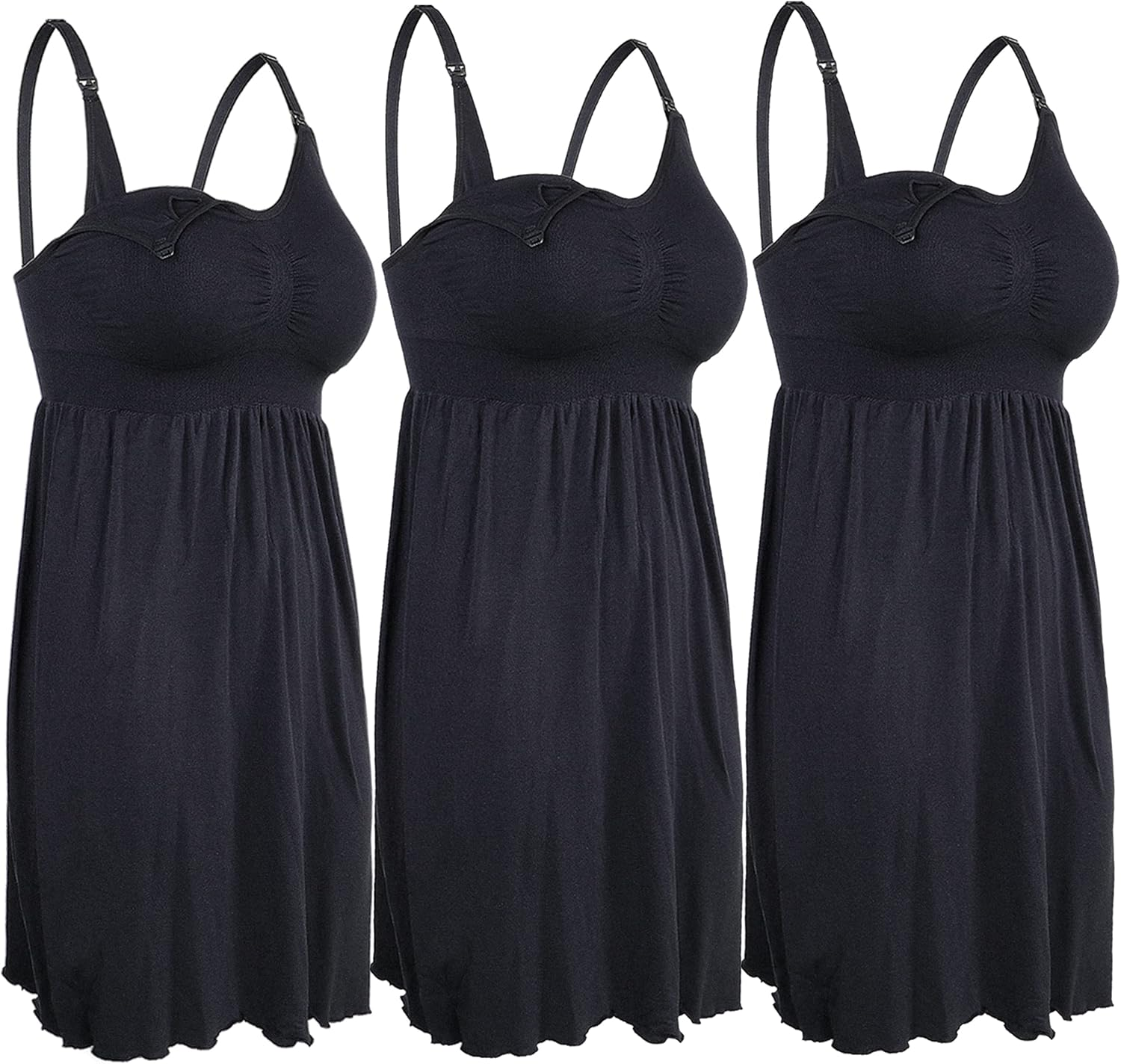 Ilovesia 3PCS Women'S Maternity Breastfeeding Dress Nursing Nightgown