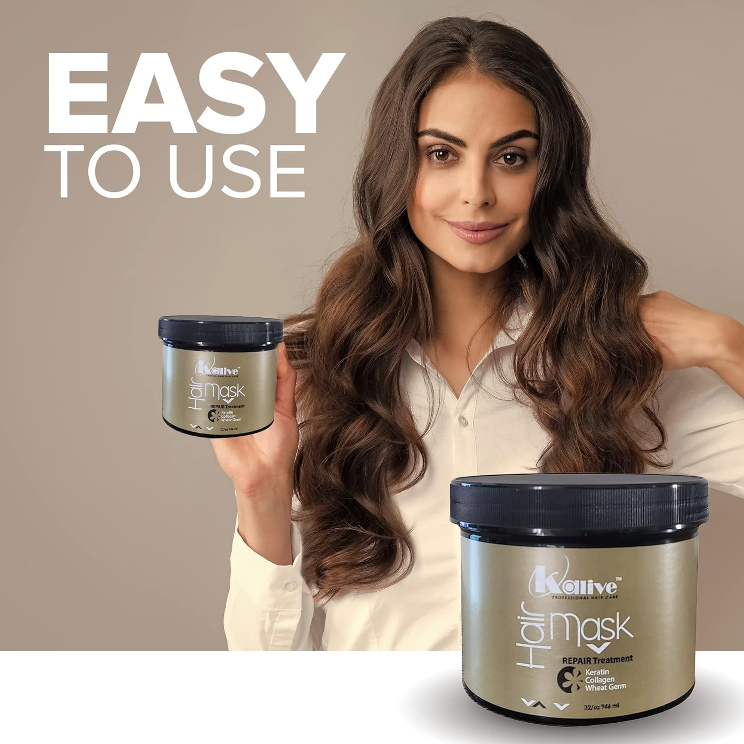 Kalive 2Style Hair Mask 32 Oz Repairing and Hydrating Treatment, Deep Moisturizer, Made with Keratin, Collagen, and Wheat Germ image number 5