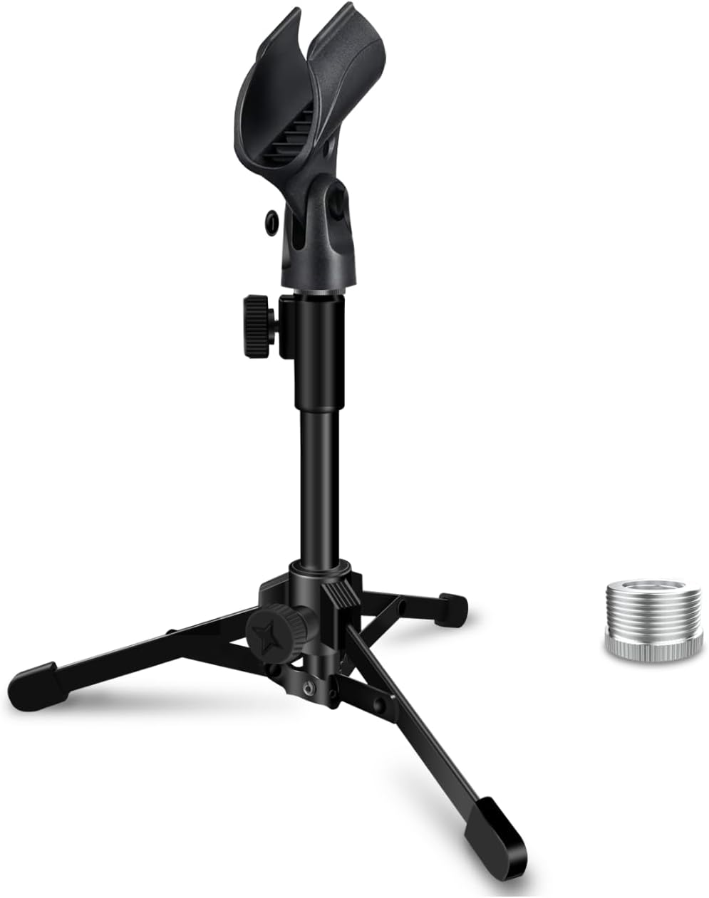Mictop Desktop Mic Stand Portable Foldable Tripod with Mic Clip Holder Adjustable Microphone Stand for Dynamic Microphone like Samson Q2U Shure SM58 SM57 PGA48 PGA58 Etc.