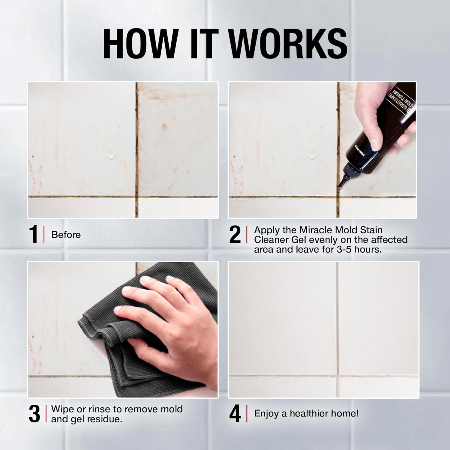 GLASSGUARD Mould Remover Gel for Bathroom, Kitchen, Windows, Grout & Sealant (Pack of 1) | 300Ml image number 4