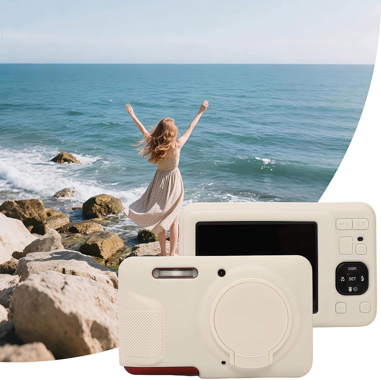 Case for Kodak PIXPRO FZ55, FZ55 Accessories, Soft Silicone Protective Case Removable Lens Cover, Comes with 2 Screen Protectors and 1 Wrist Strap. - Brown image number 5